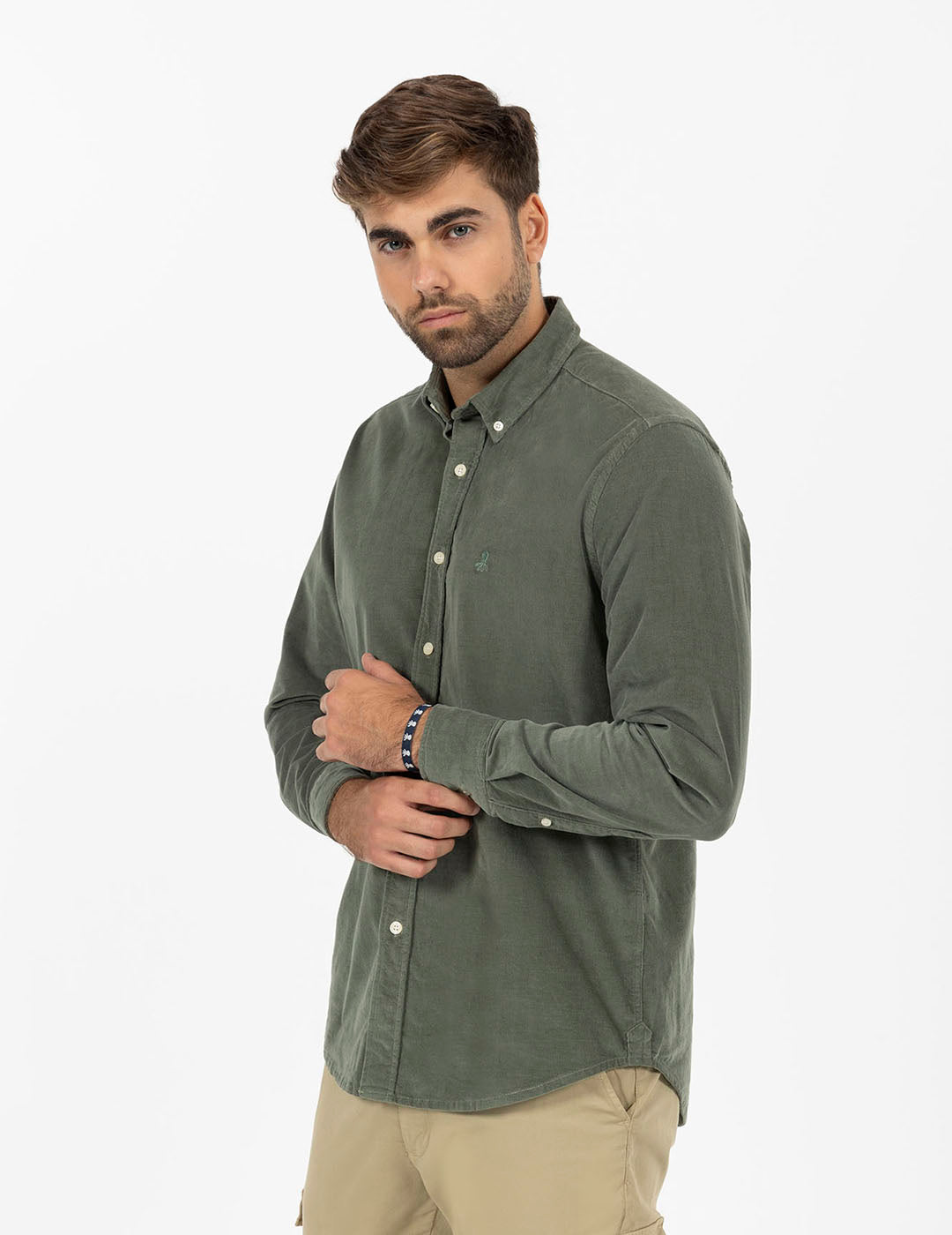 CAMISA MICROPANA A TONO VERDE MILITAR