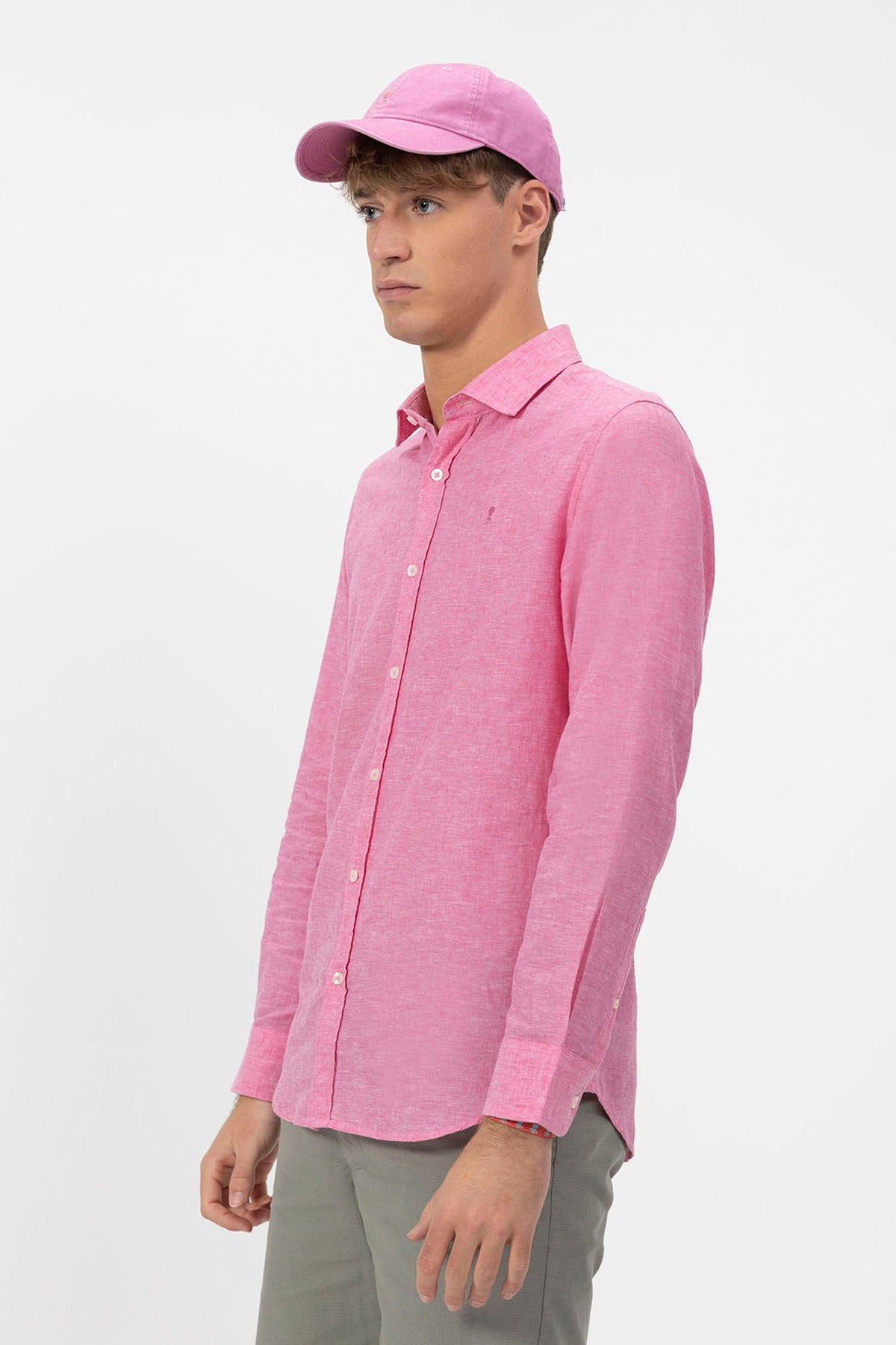 CAMISA LINO FUCSIA