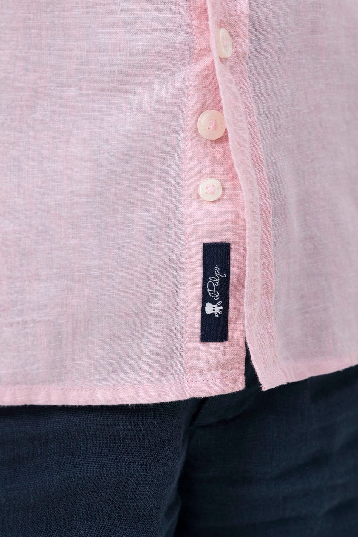 ITALIAN COLLAR SHIRT WITH LIGHT PINK LINEN