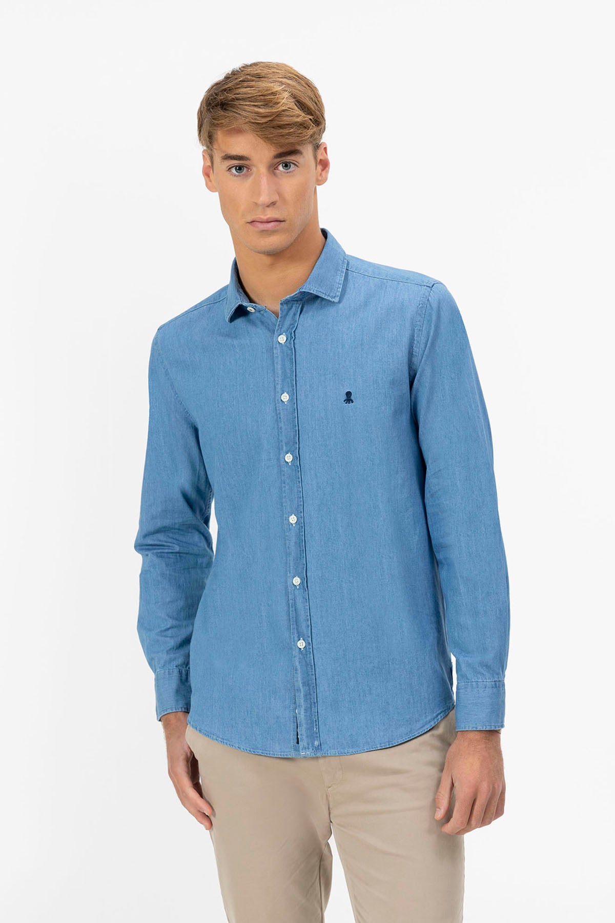 CAMISA BÁSICA DENIM ÍNDIGO OSCURO