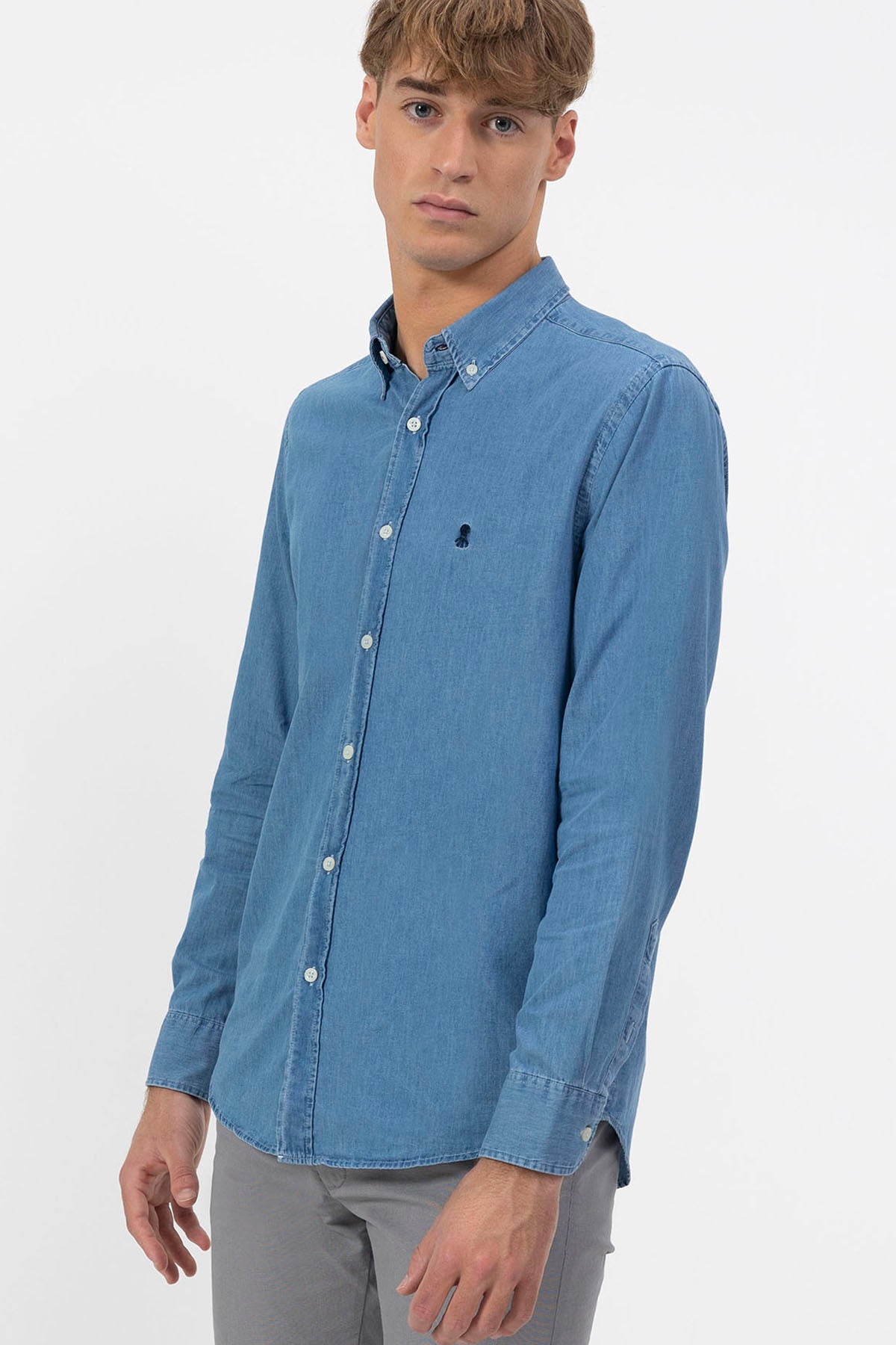 STONE WASHED DENIM SHIRT DARK INDIGO