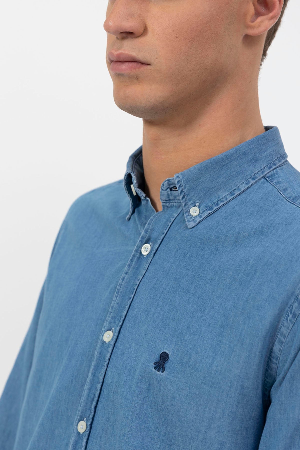 STONE WASHED DENIM SHIRT DARK INDIGO