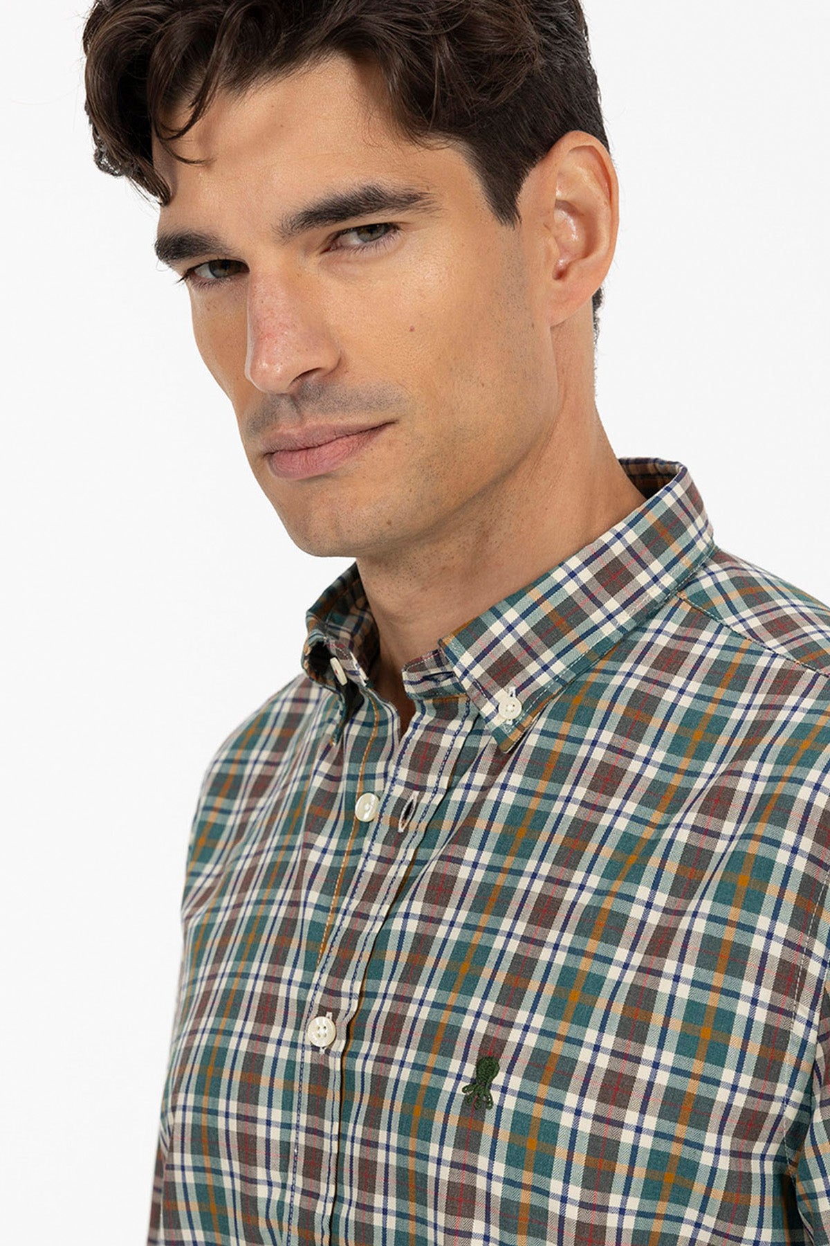 MUSTARD TWILL MULTI-CHECK SHIRT