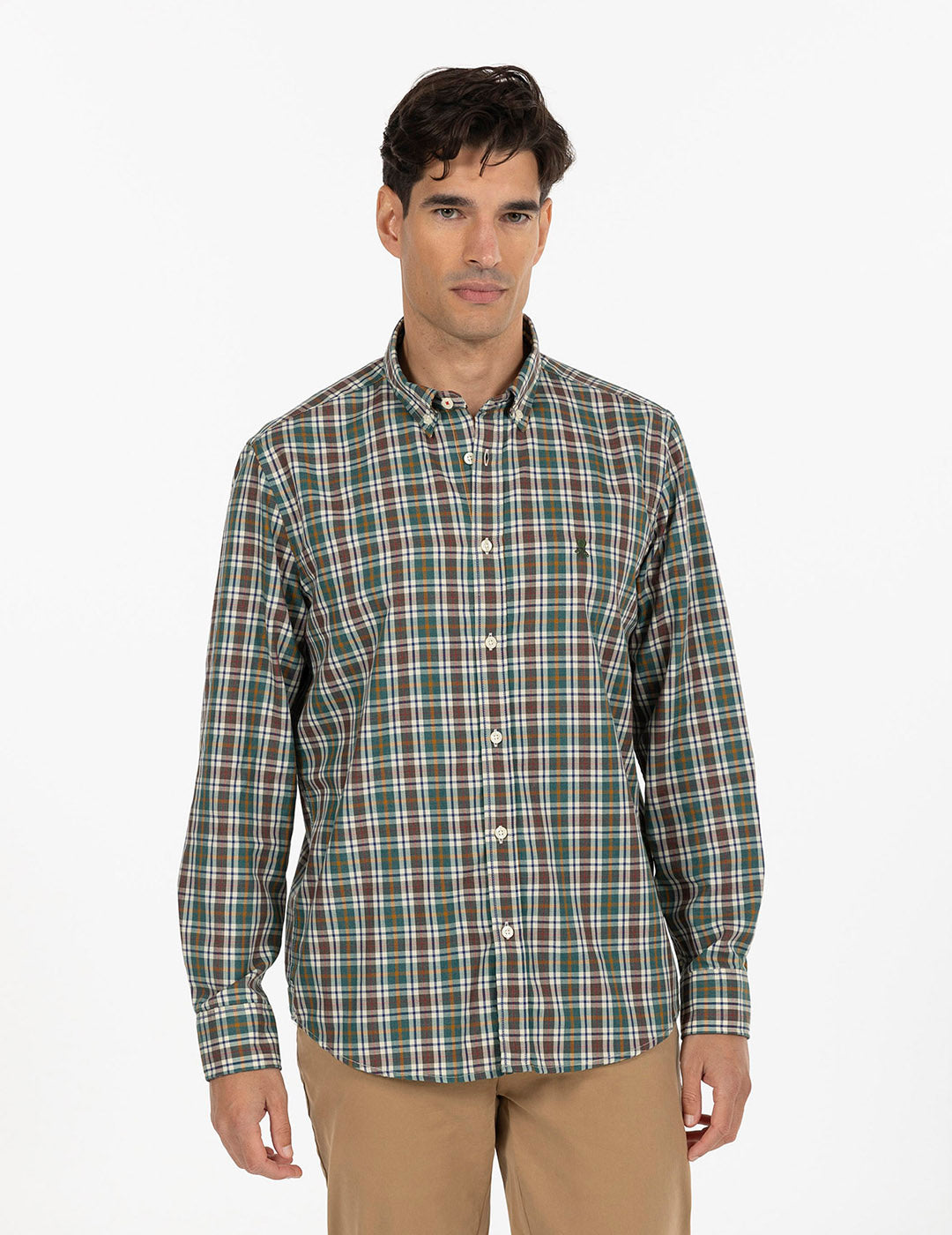 MUSTARD TWILL MULTI-CHECK SHIRT