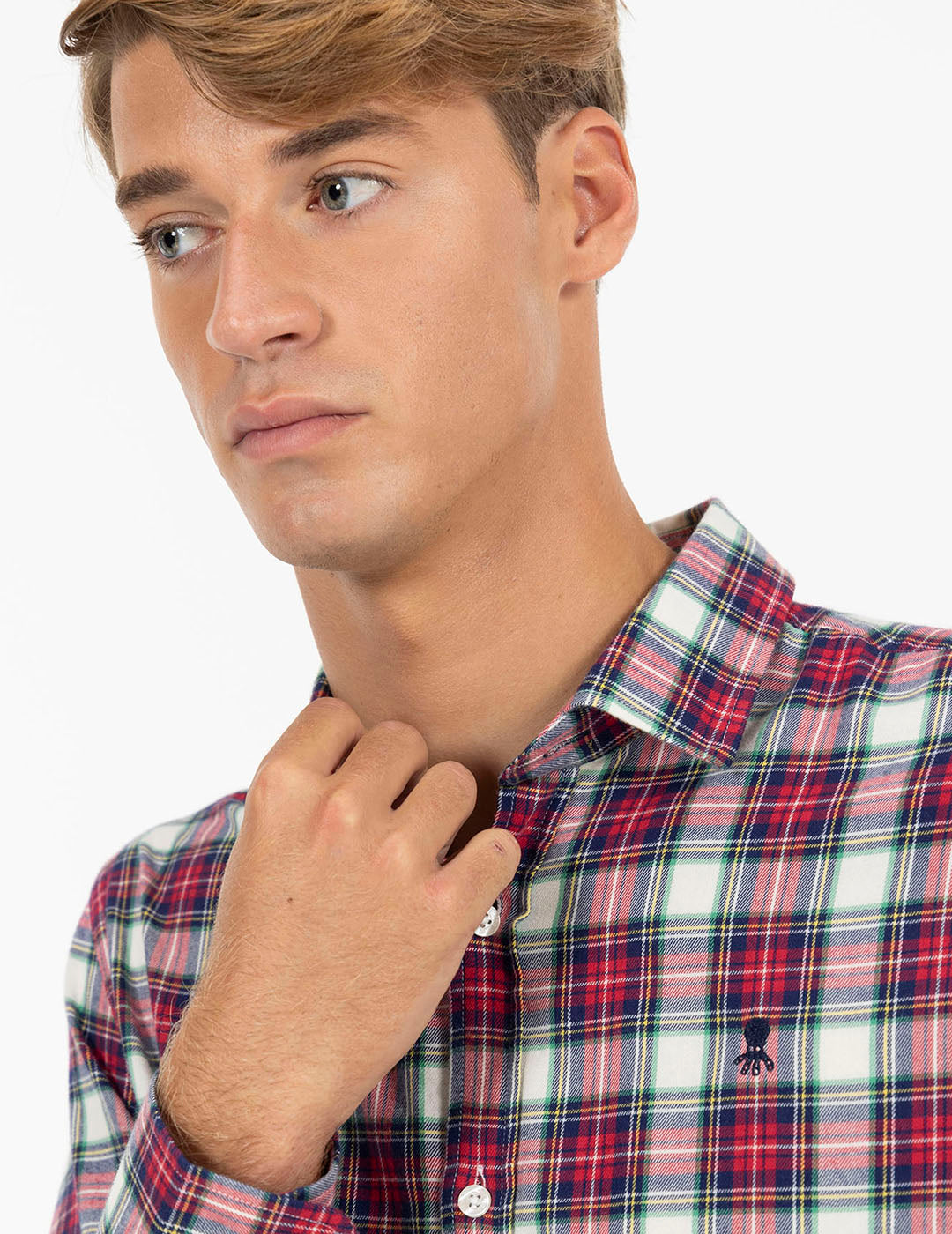 RED TWILL TRICOLOR CHECK SHIRT