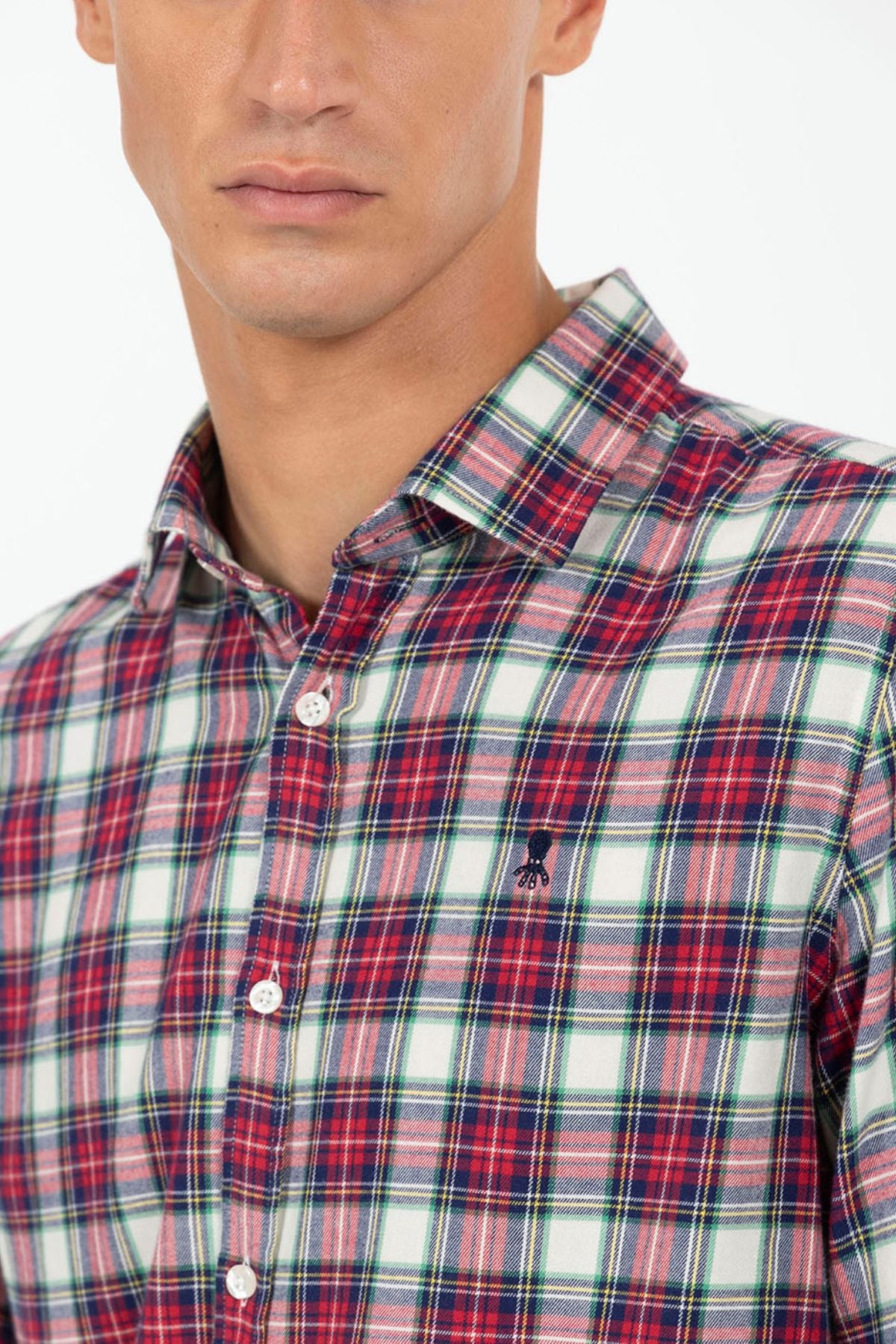 CAMISA CUADROS TRICOLOR TWILL ROJO