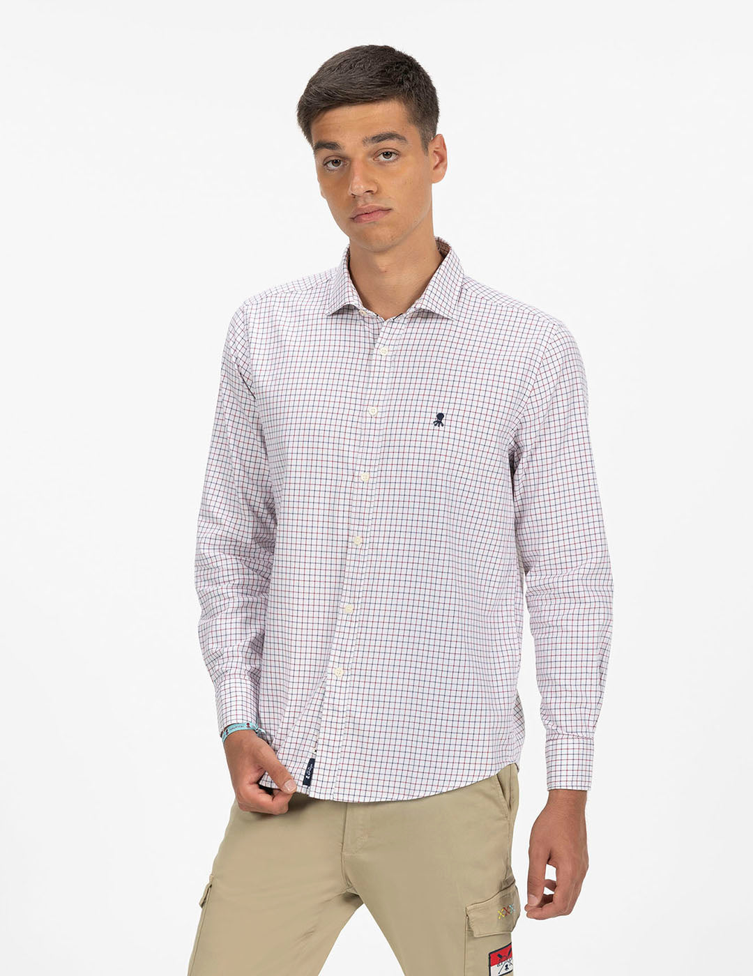 DOUBLE COLOR NAVY BLUE TWILL CHECK SHIRT