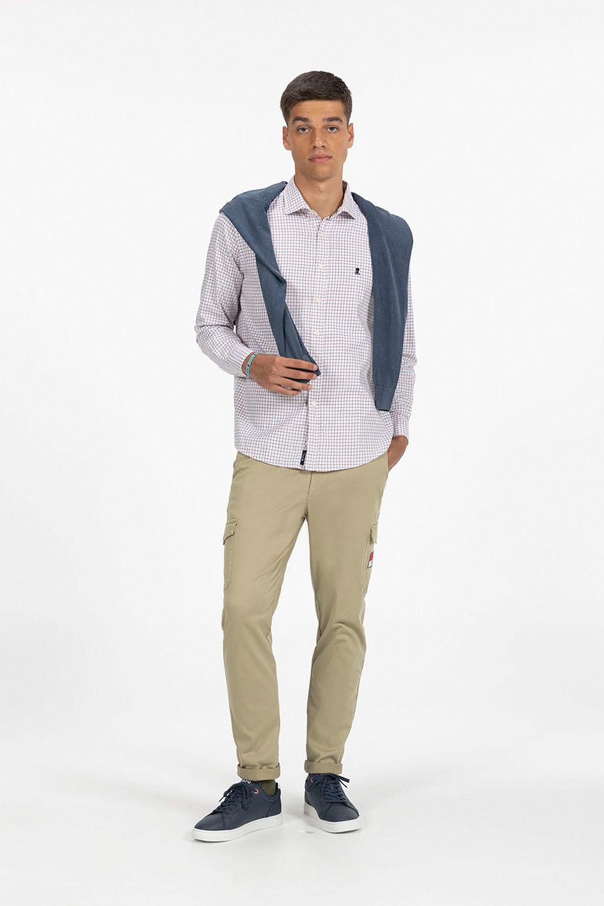 CAMISA DOBLE COLOR CUADROS TWILL AZUL MARINO