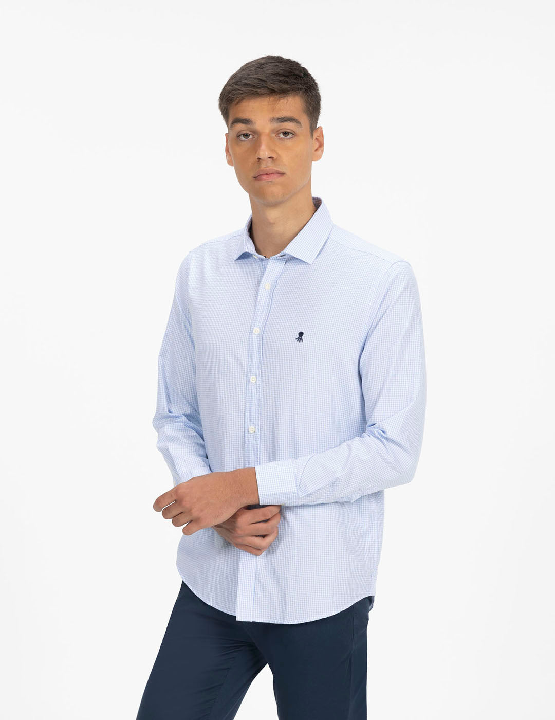 CAMISA CUADRO PEQUEÑO TWILL AZUL ROYAL