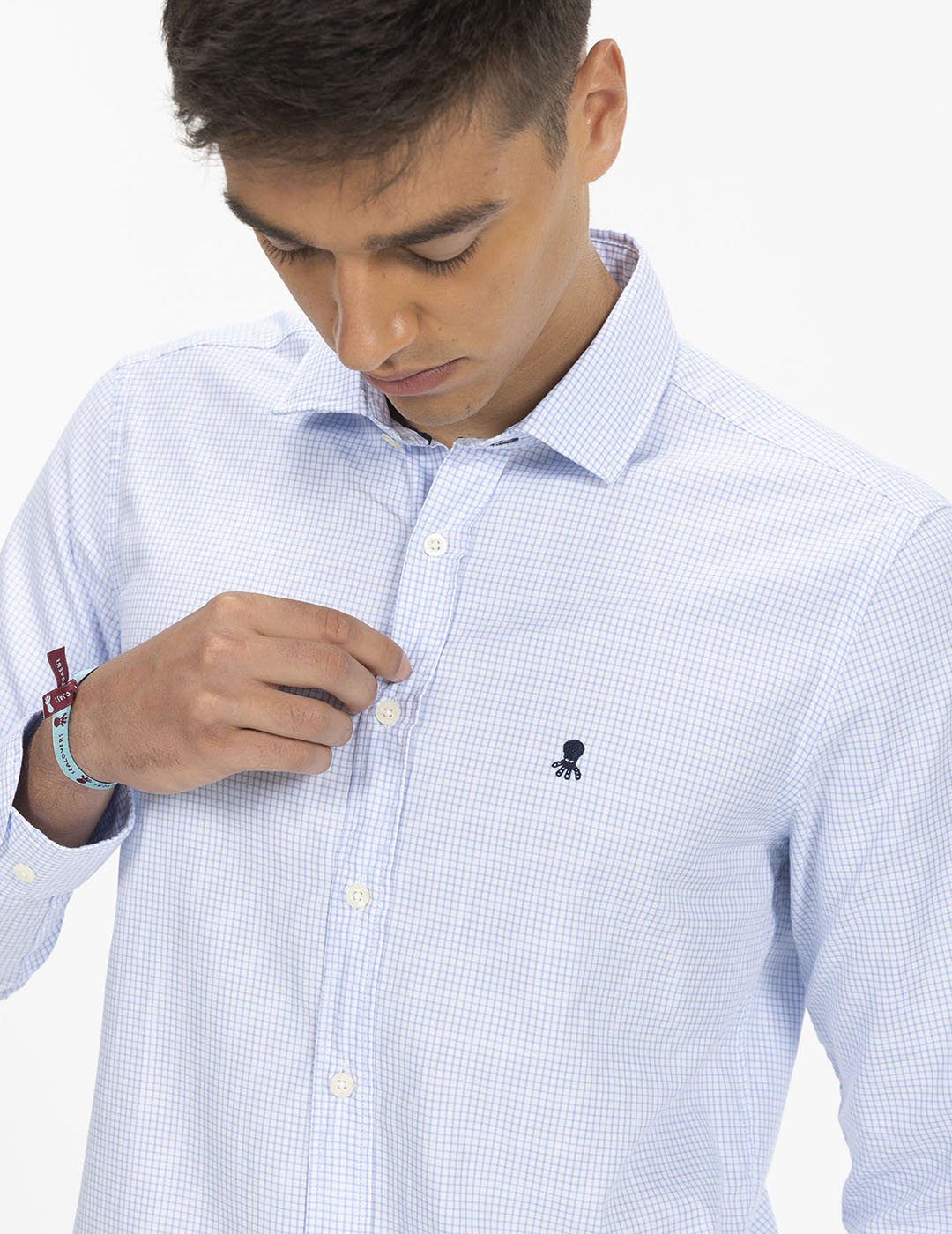 CAMISA CUADRO PEQUEÑO TWILL AZUL ROYAL