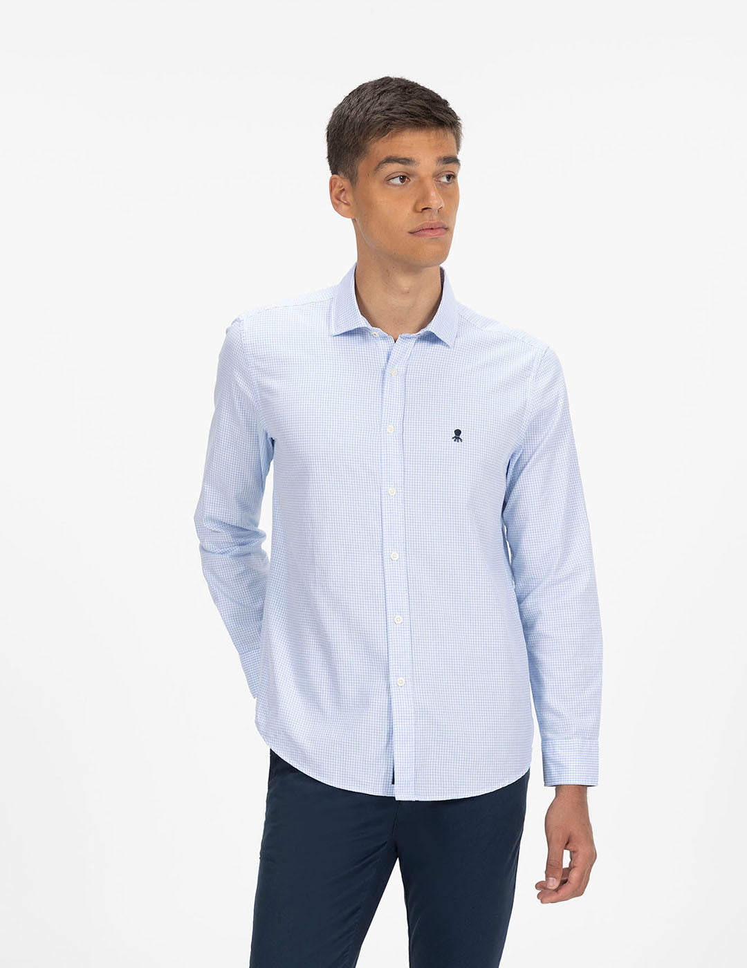 CAMISA CUADRO PEQUEÑO TWILL AZUL ROYAL