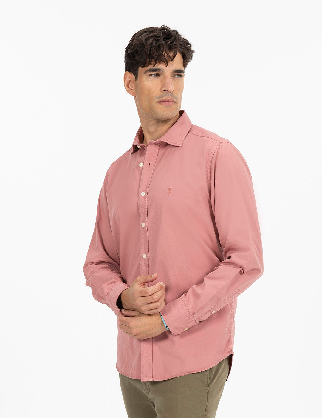 TONE-TONE LOGO SHIRT BLUSH WASHED TWILL