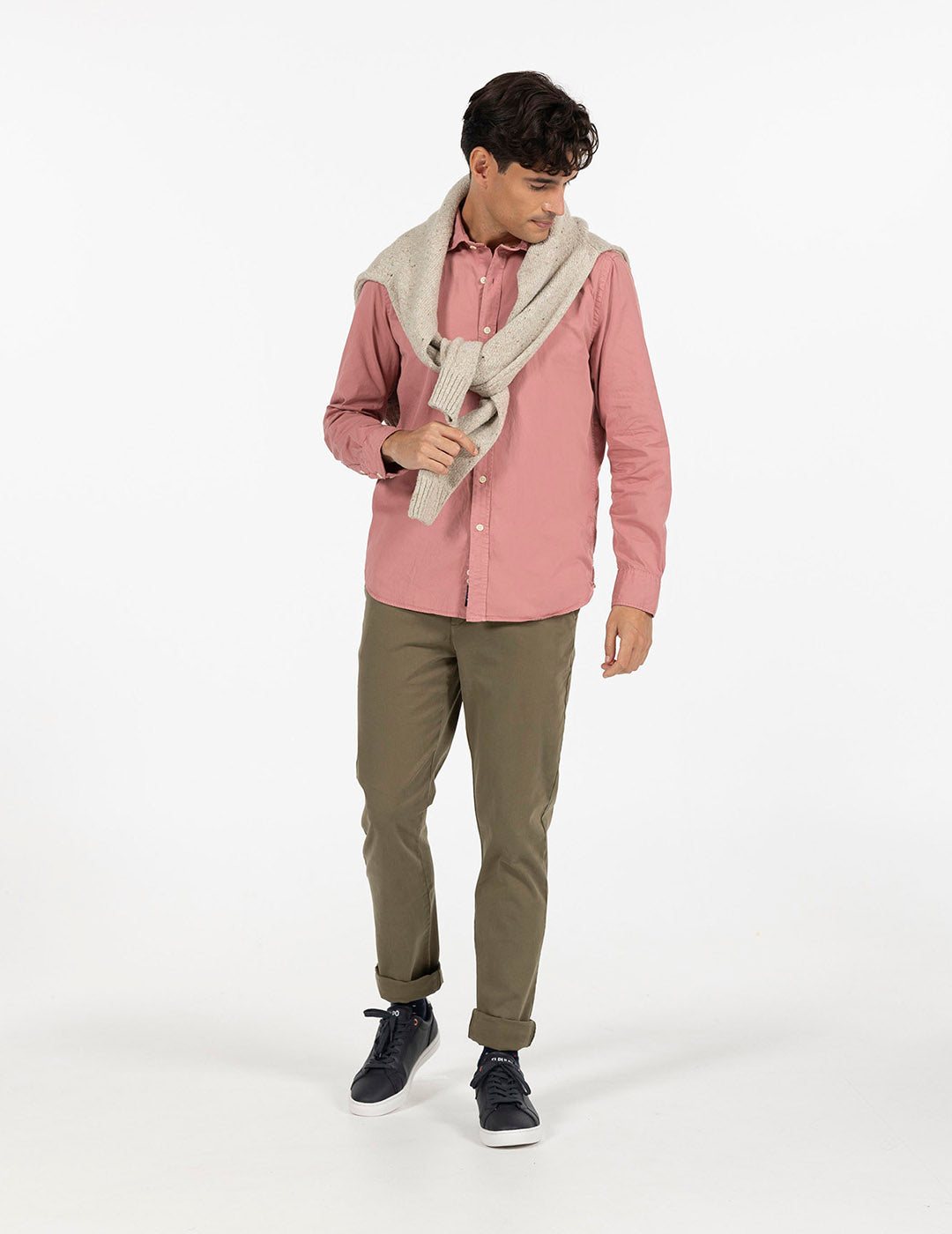 TONE-TONE LOGO SHIRT BLUSH WASHED TWILL