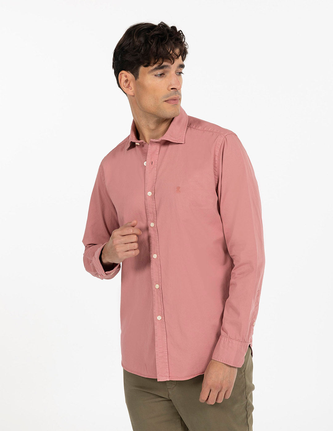 TONE-TONE LOGO SHIRT BLUSH WASHED TWILL