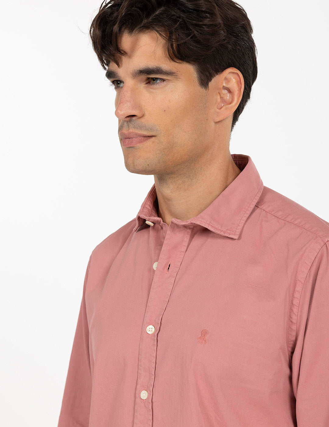 TONE-TONE LOGO SHIRT BLUSH WASHED TWILL