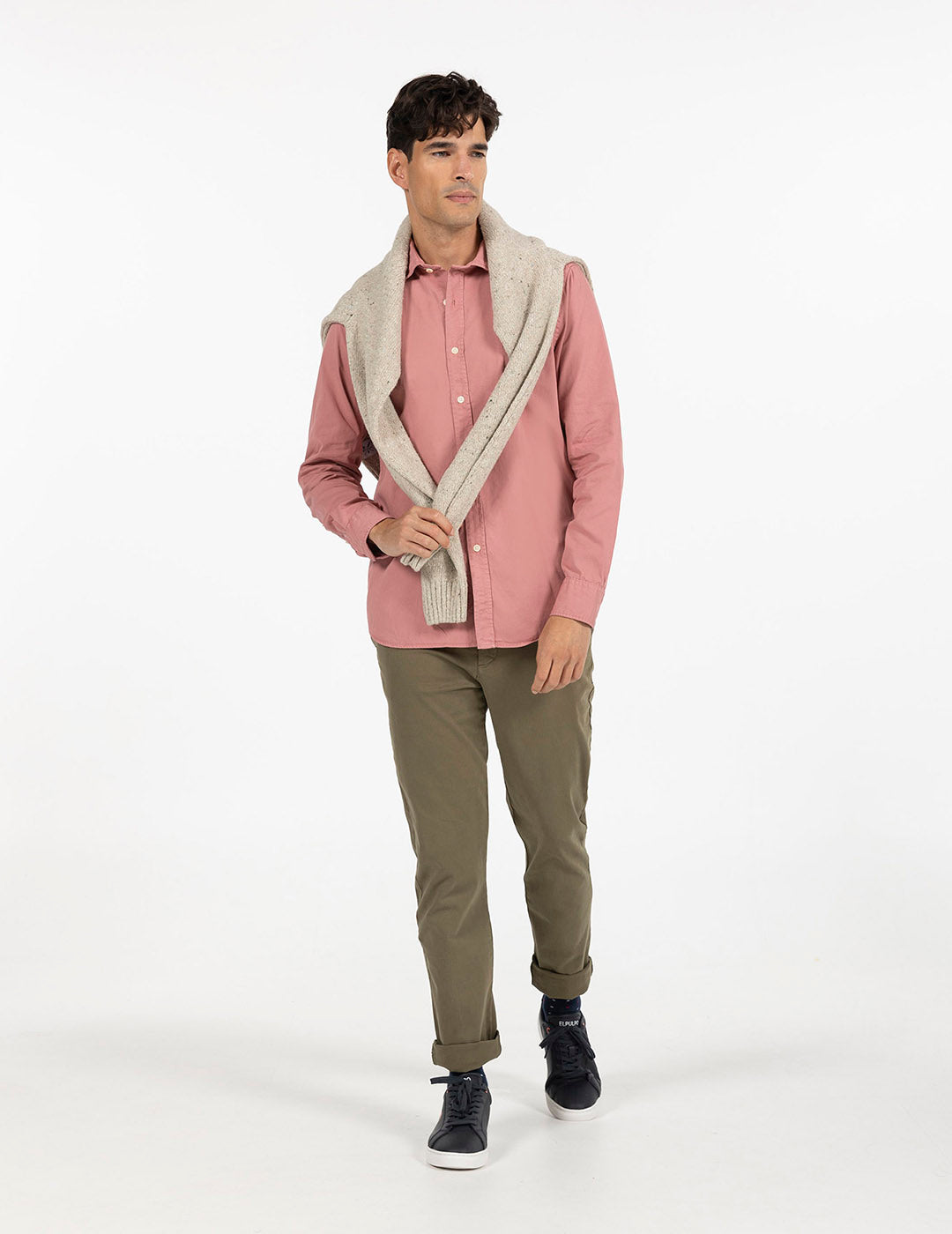 TONE-TONE LOGO SHIRT BLUSH WASHED TWILL