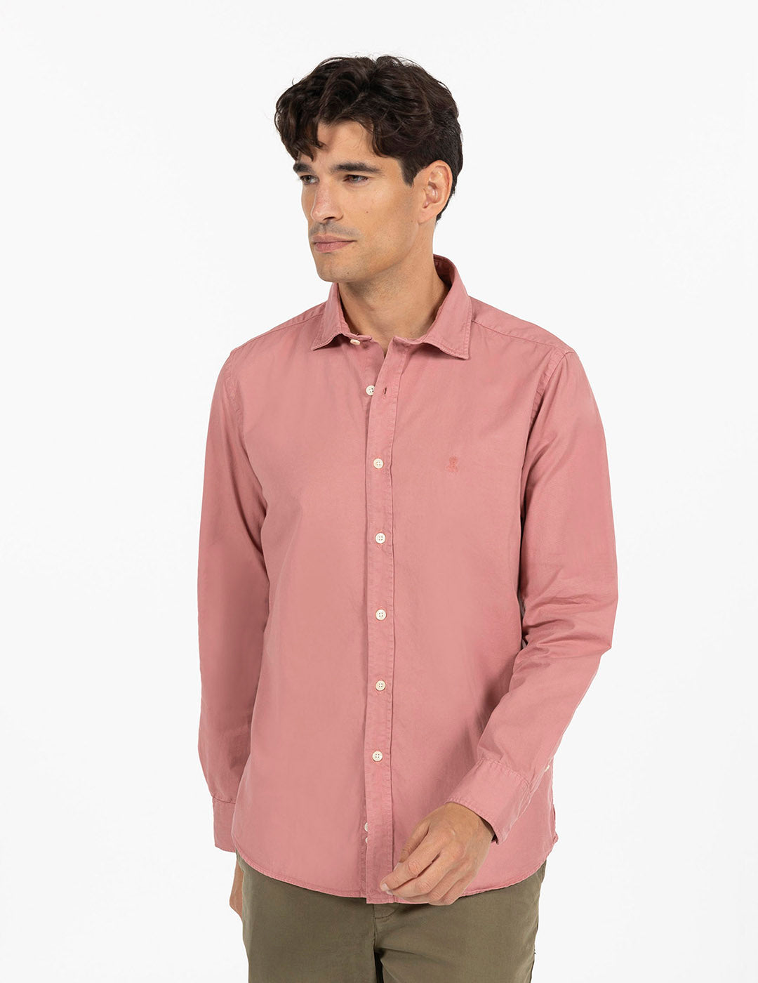 TONE-TONE LOGO SHIRT BLUSH WASHED TWILL