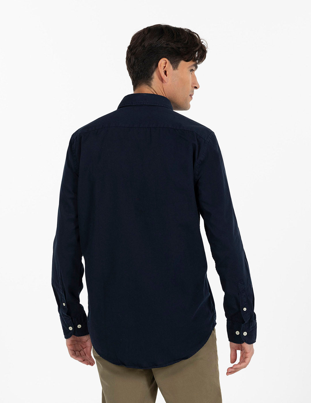 NAVY BLUE WASHED TWILL TONE LOGO SHIRT