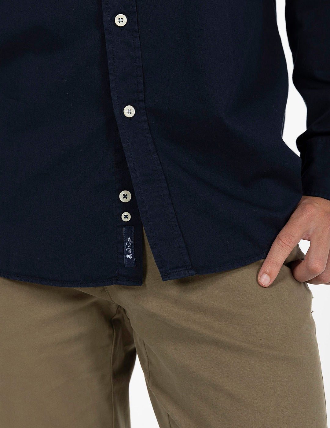 NAVY BLUE WASHED TWILL TONE LOGO SHIRT