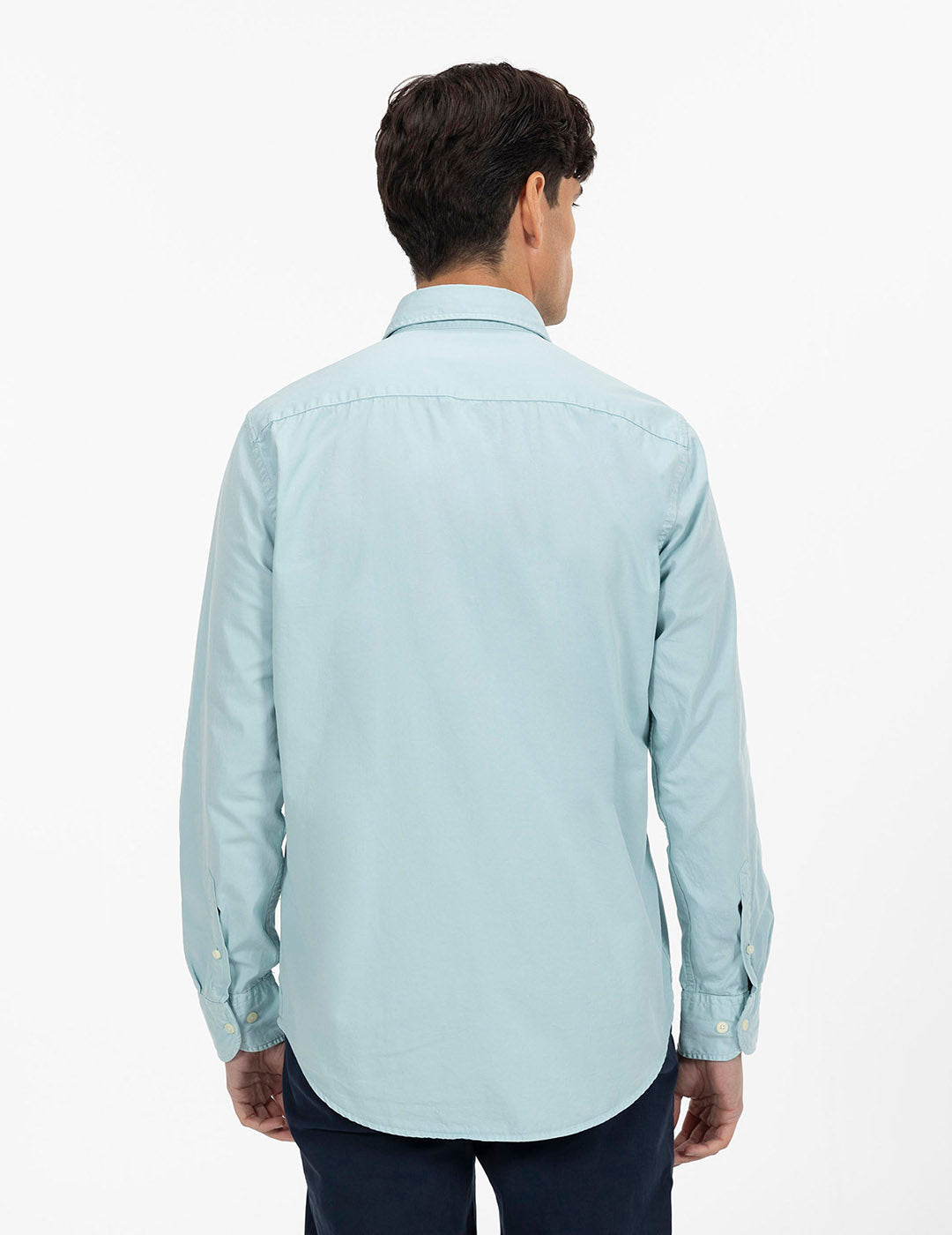 DELAVÉ WATER GREEN WASHED TWILL TONE-TONE LOGO SHIRT