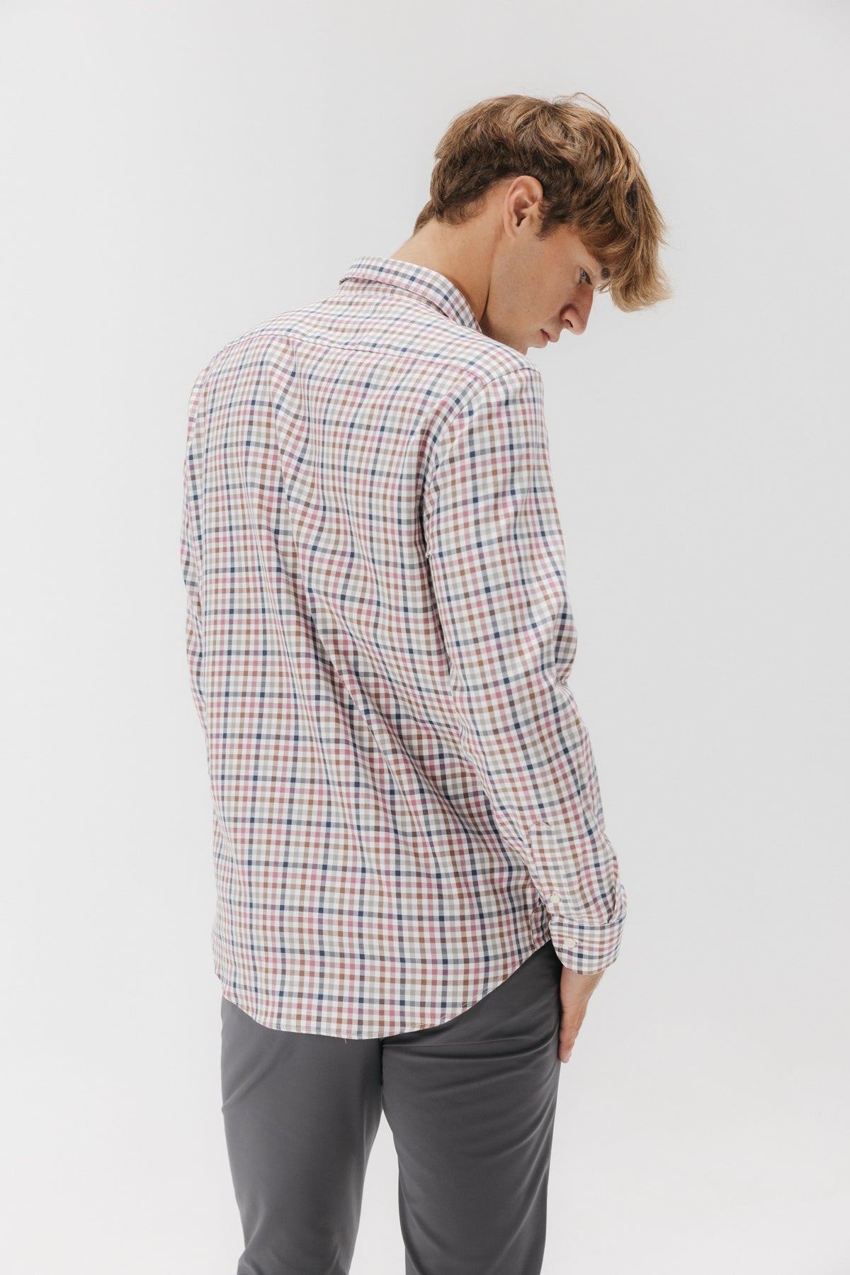 CAMISA CASUAL SARGA CUADRO ROSA MULTICOLOR