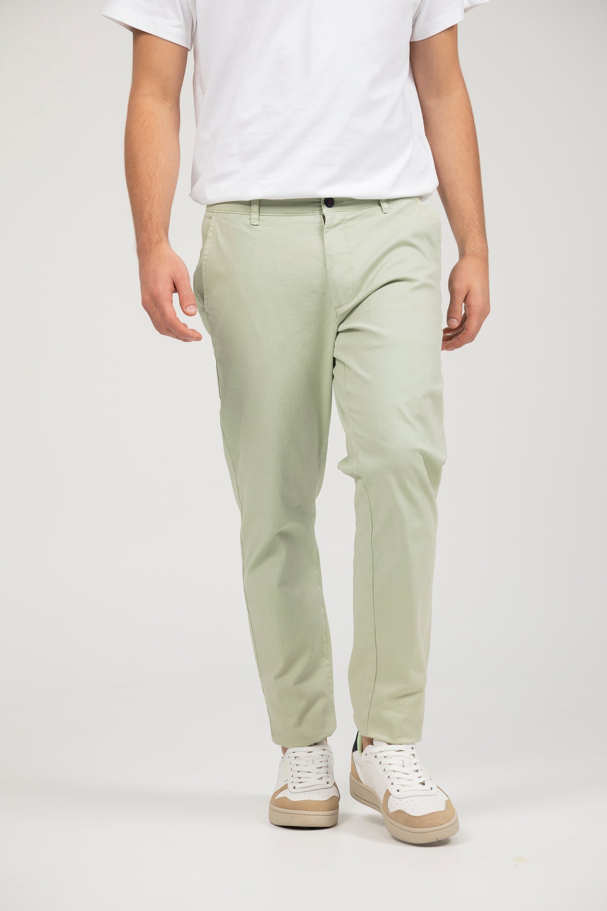 Pantalón chino peach verde delavé