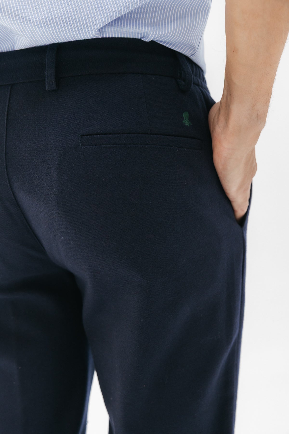 NAVY FLANNEL COMFORT TROUSERS