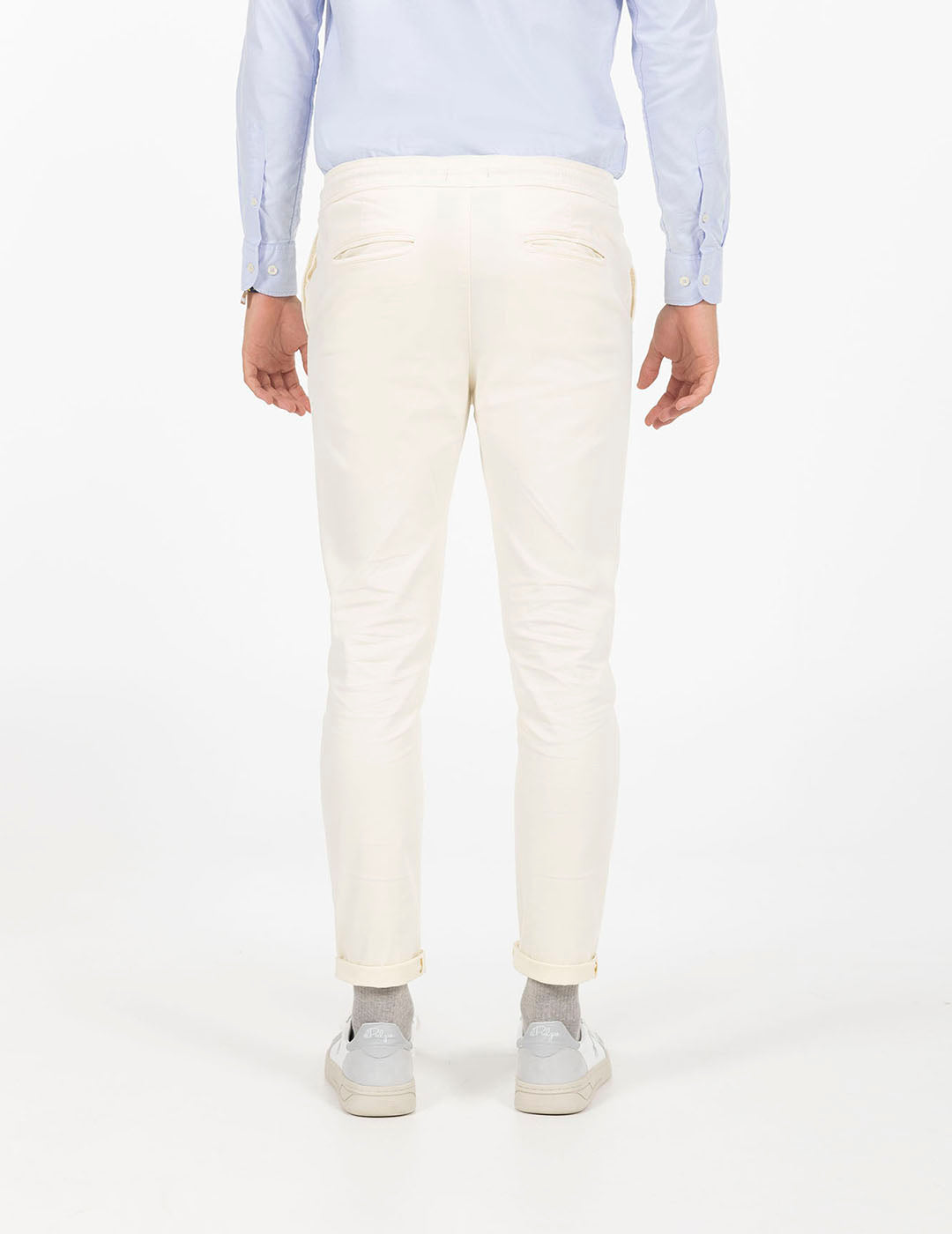 JOGGER PANTS WITH CONTRAST DETAILS IN IVORY