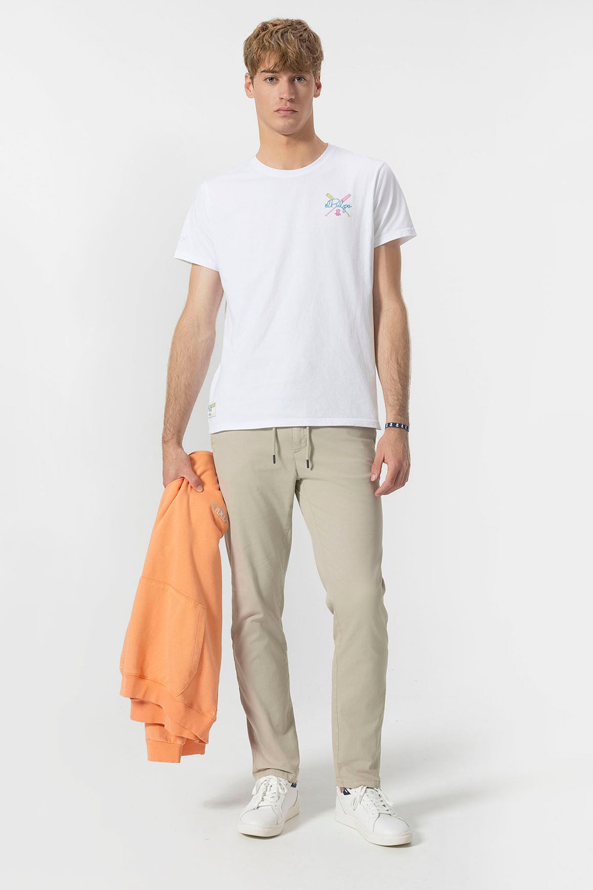 BEIGE TWILL JOGGER PANTS