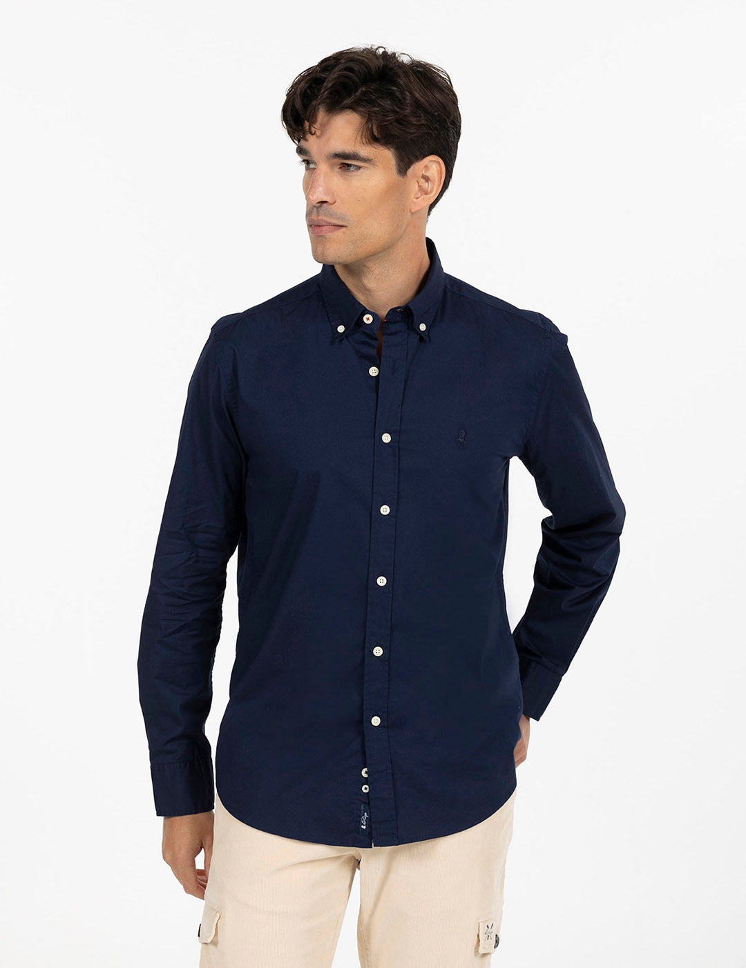 CAMISA BÁSICA POPELÍN AZUL MARINO