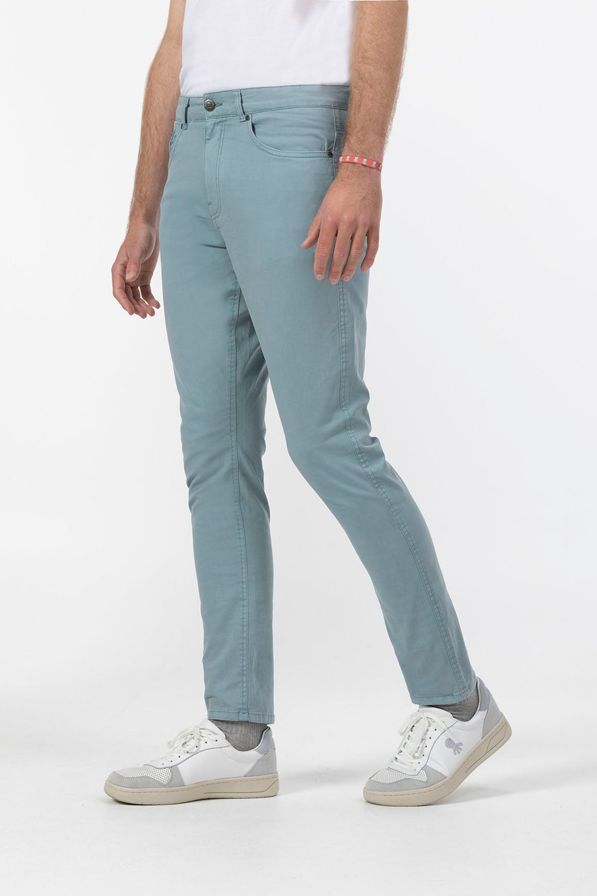 5 POCKET PANTS IN GREEN BLUE