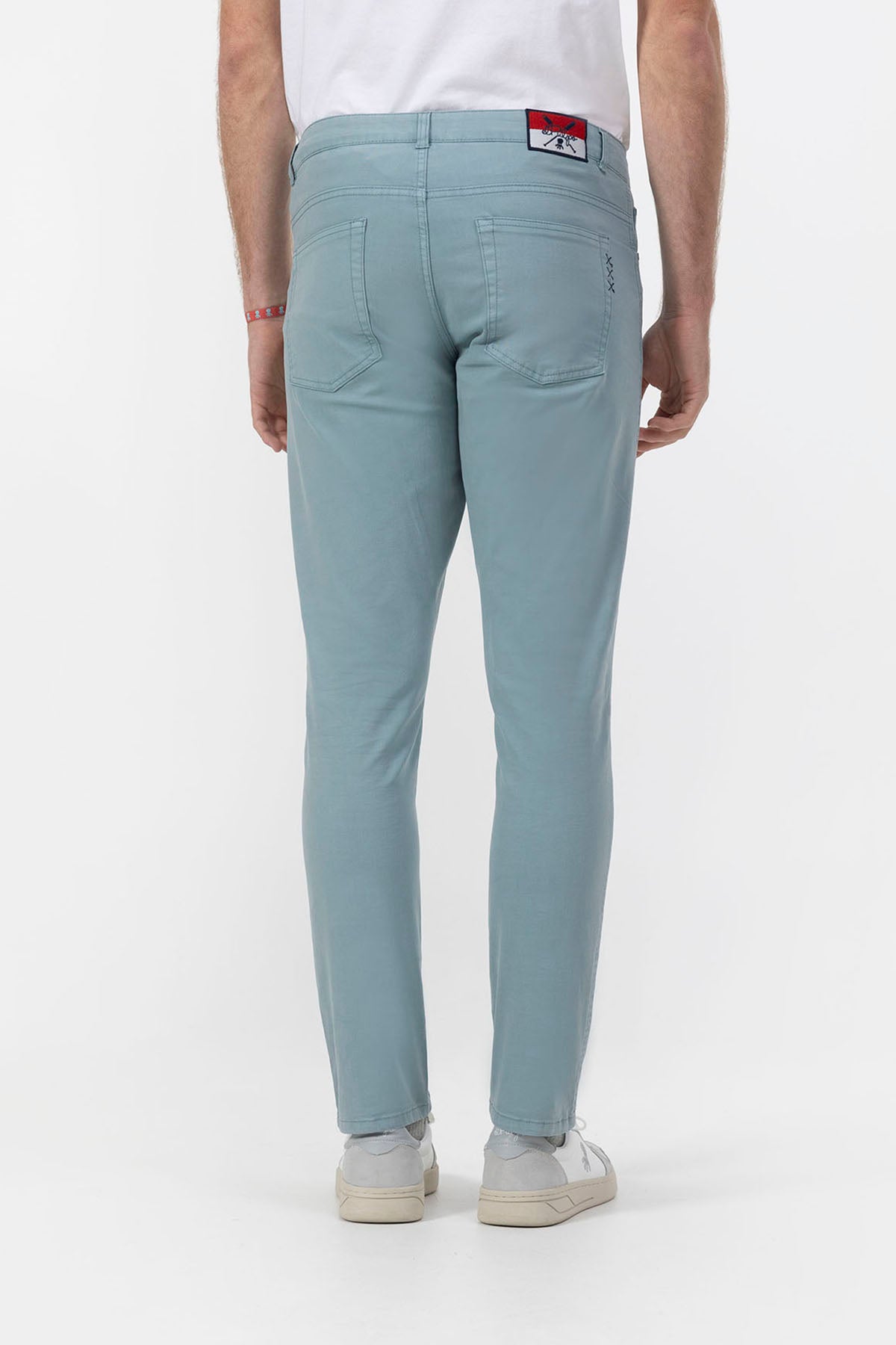 5 POCKET PANTS IN GREEN BLUE