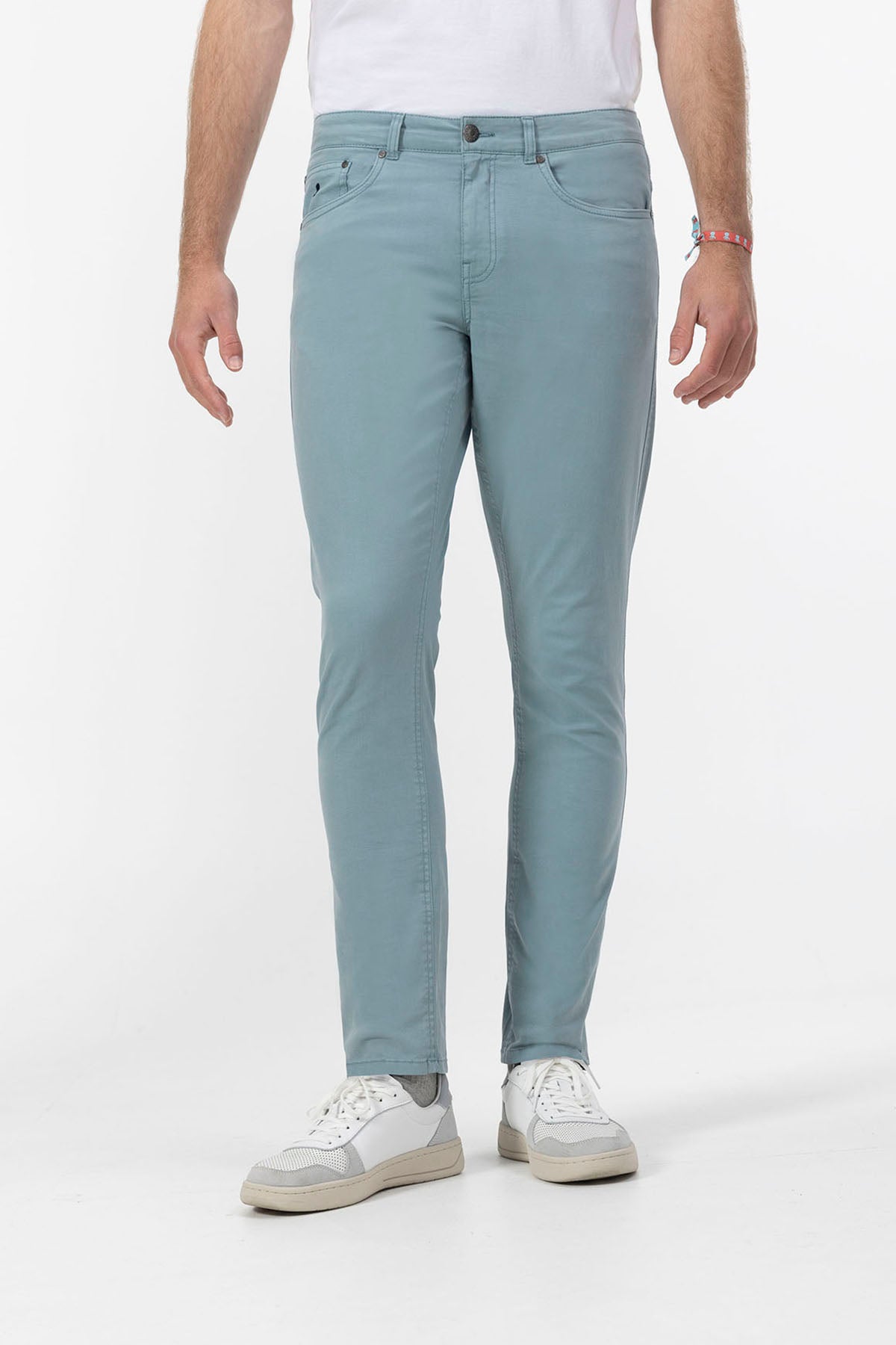 5 POCKET PANTS IN GREEN BLUE