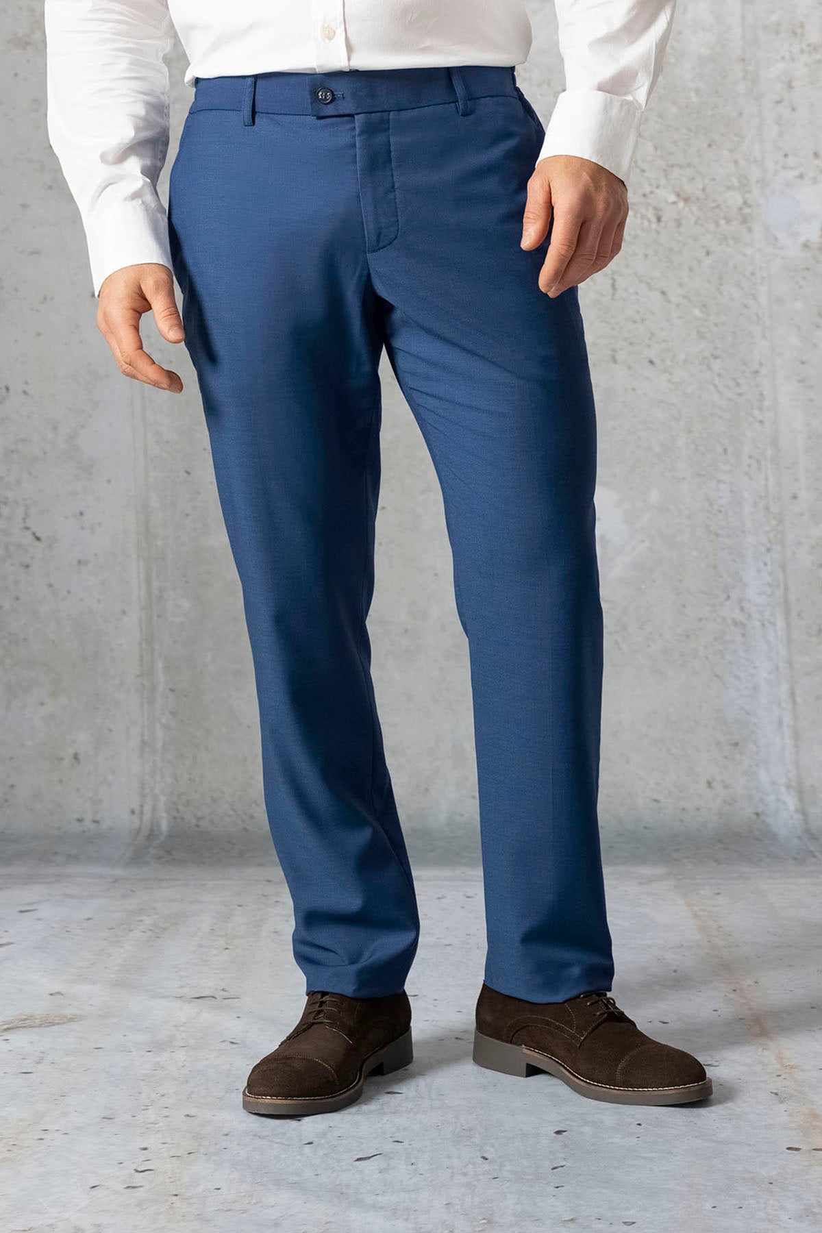 NAVY BLUE MICRODRAWING SUIT PANTS