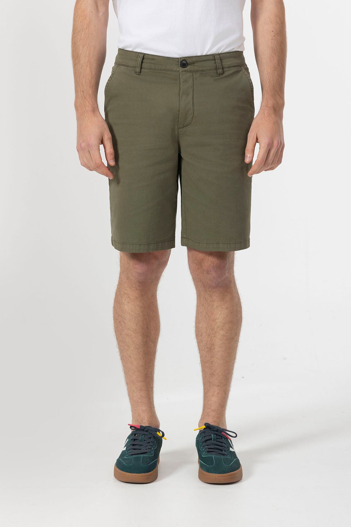 KHAKI GREEN TWILL CHINESE BERMUDA SHORTS