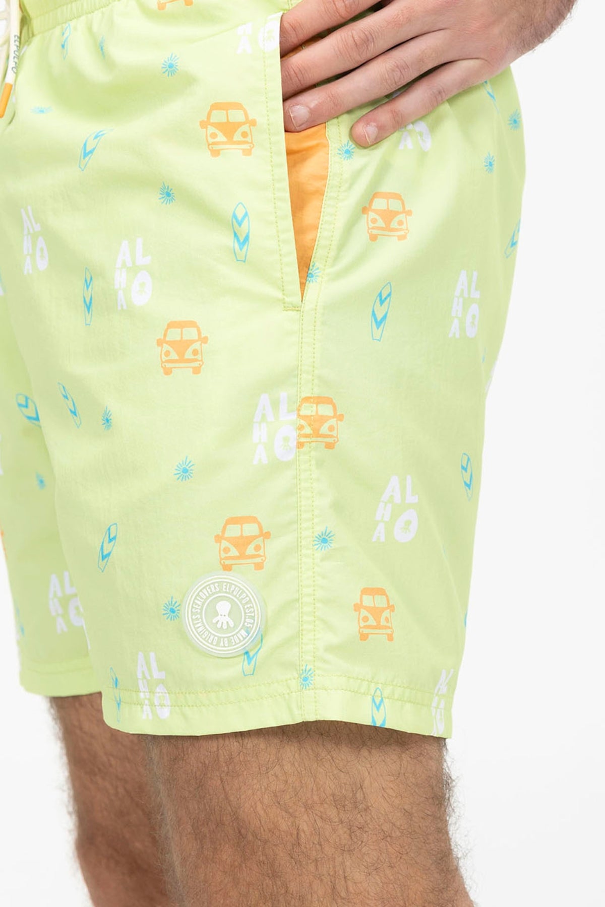 LIME GREEN ALOHA PRINTED SWIMSUIT