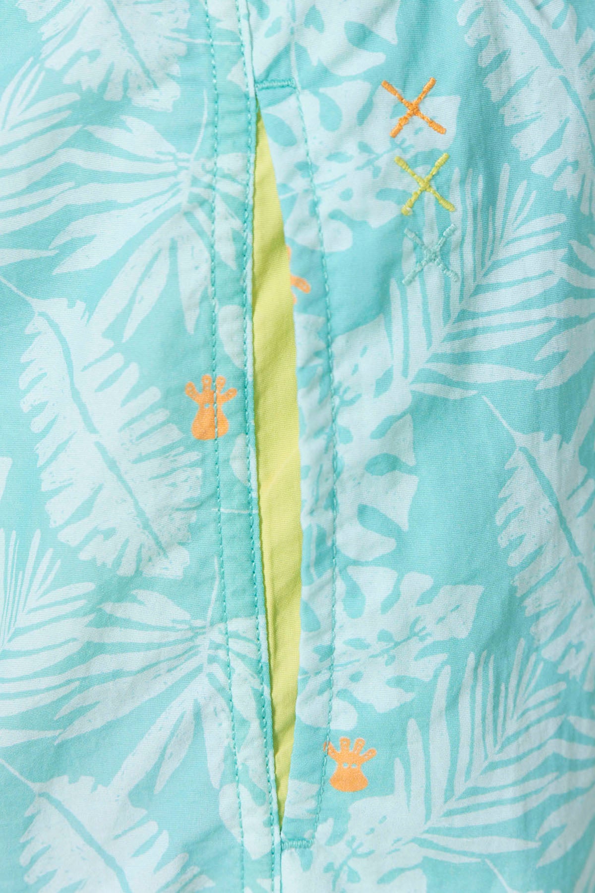 SWIMSUIT PRINTED WITH TURQUOISE BLUE LEAF SILHOUETTES