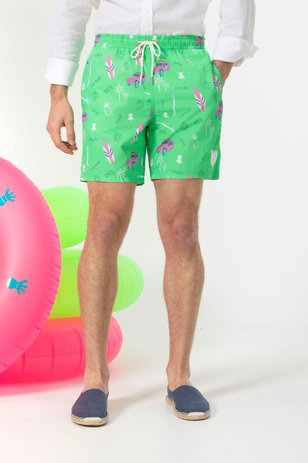 SURFBOARDS PRINTED SWIMSUIT PISTACHIO GREEN