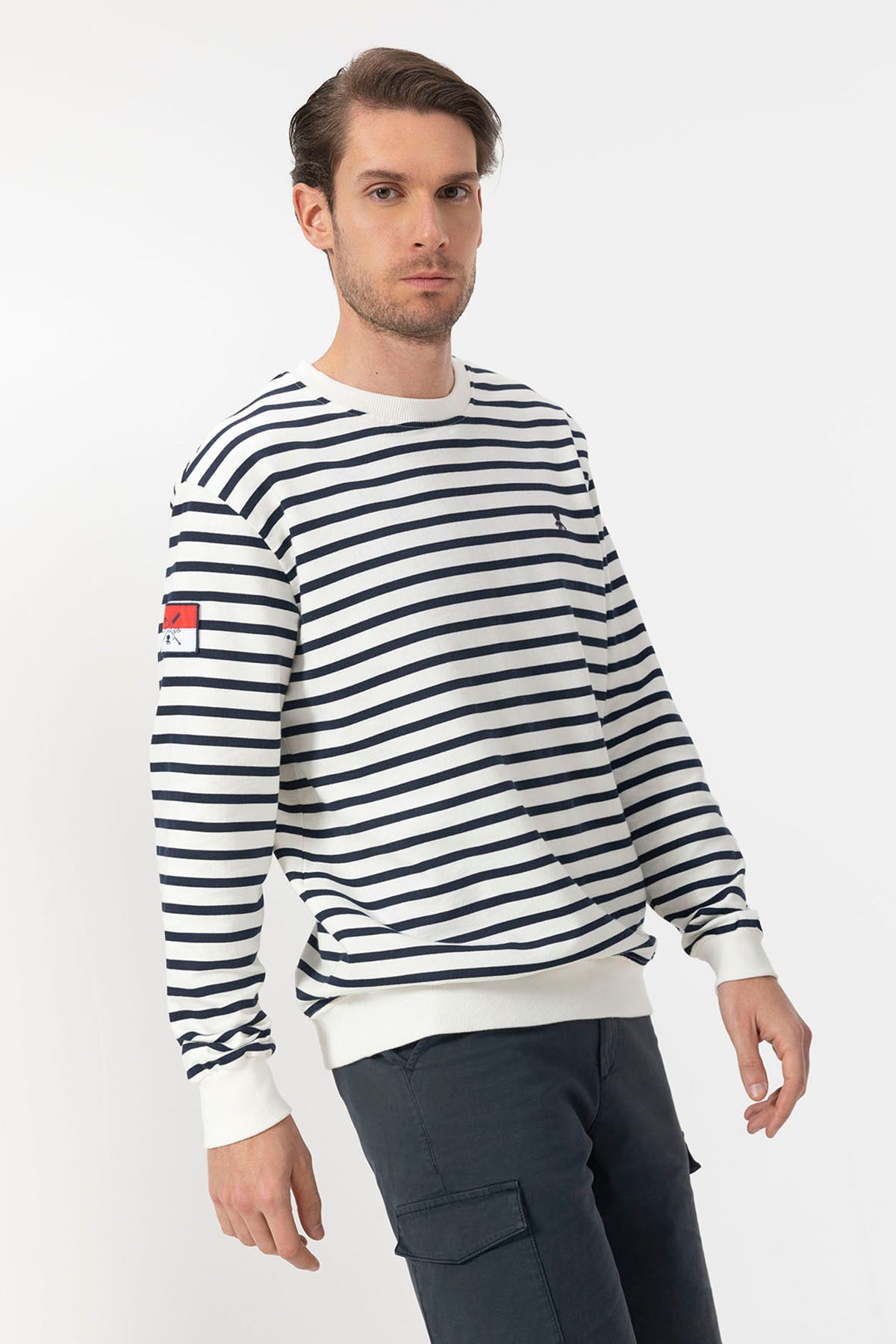 ELPULPO NAUTICAL STRIPED SWEATSHIRT IN PURE WHITE