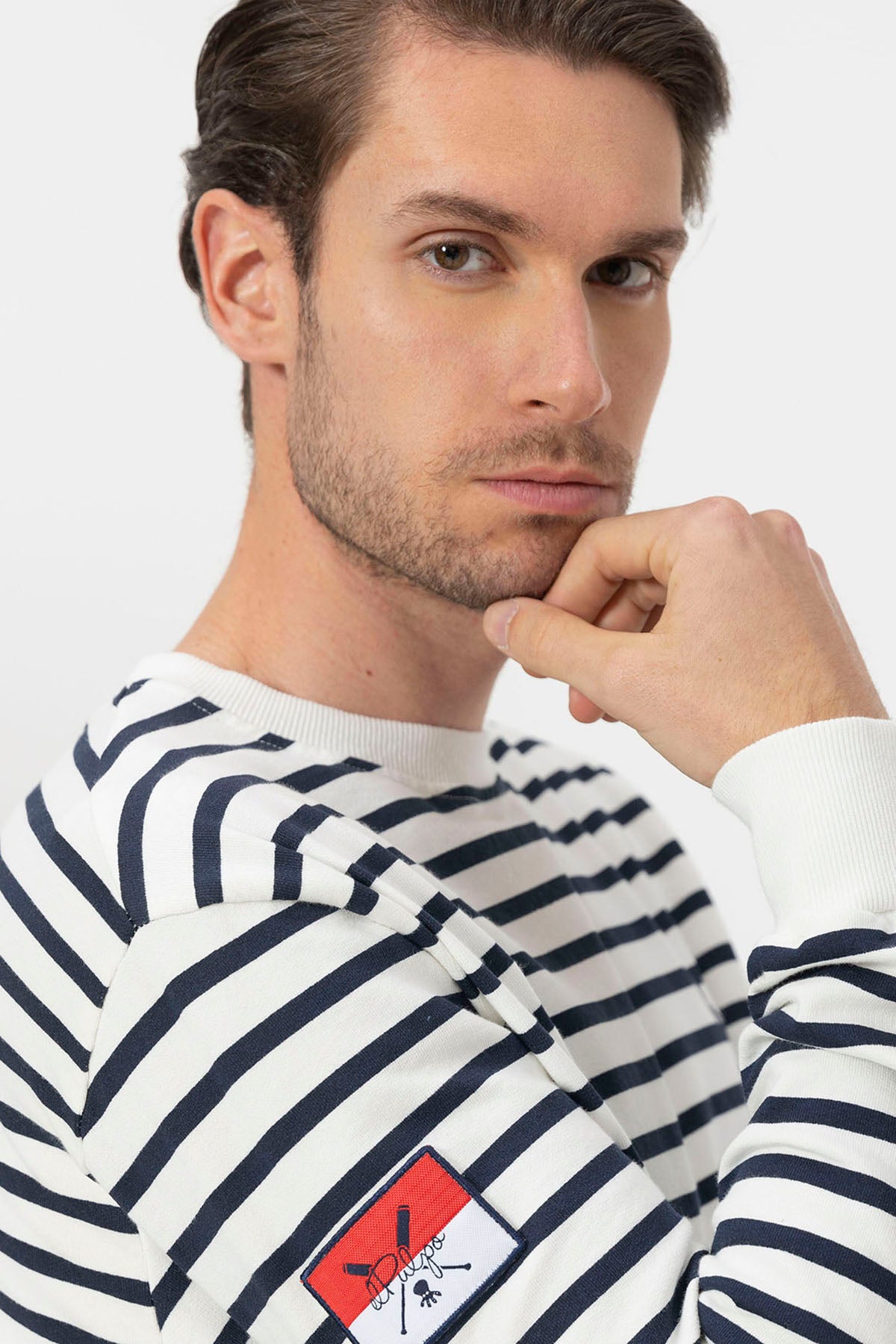 ELPULPO NAUTICAL STRIPED SWEATSHIRT IN PURE WHITE