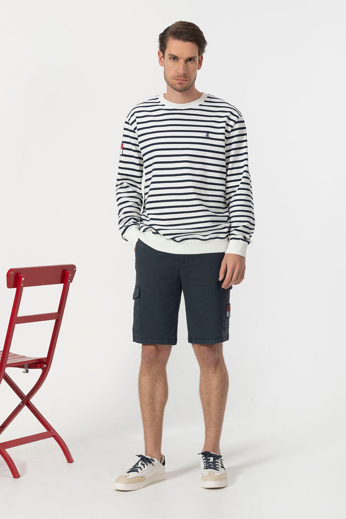 ELPULPO NAUTICAL STRIPED SWEATSHIRT IN PURE WHITE