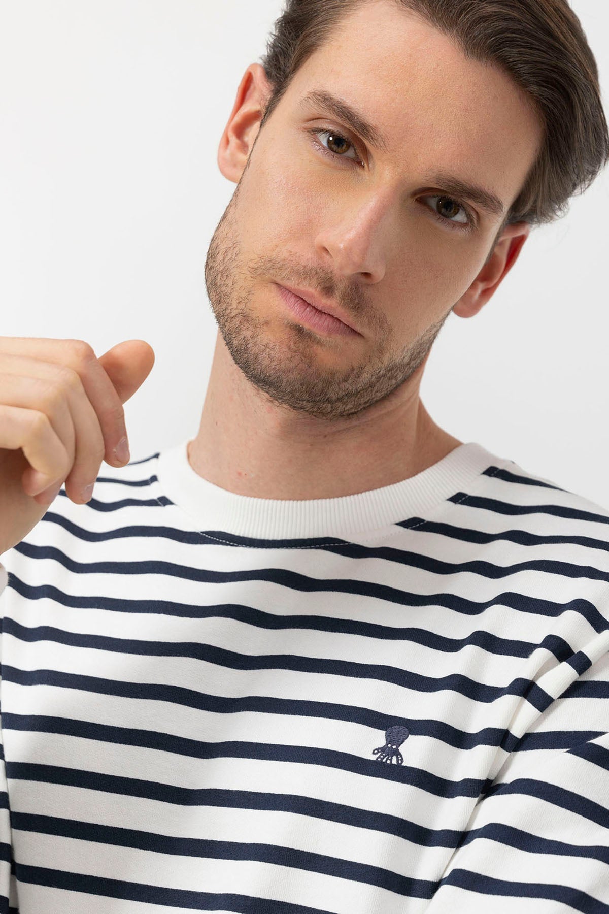 ELPULPO NAUTICAL STRIPED SWEATSHIRT IN PURE WHITE