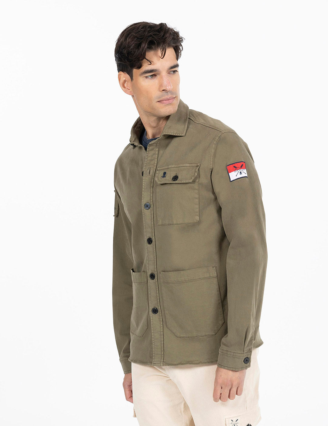 SOBRECAMISA ESTAMPADA VIDA ATLÁNTICA VERDE KHAKI