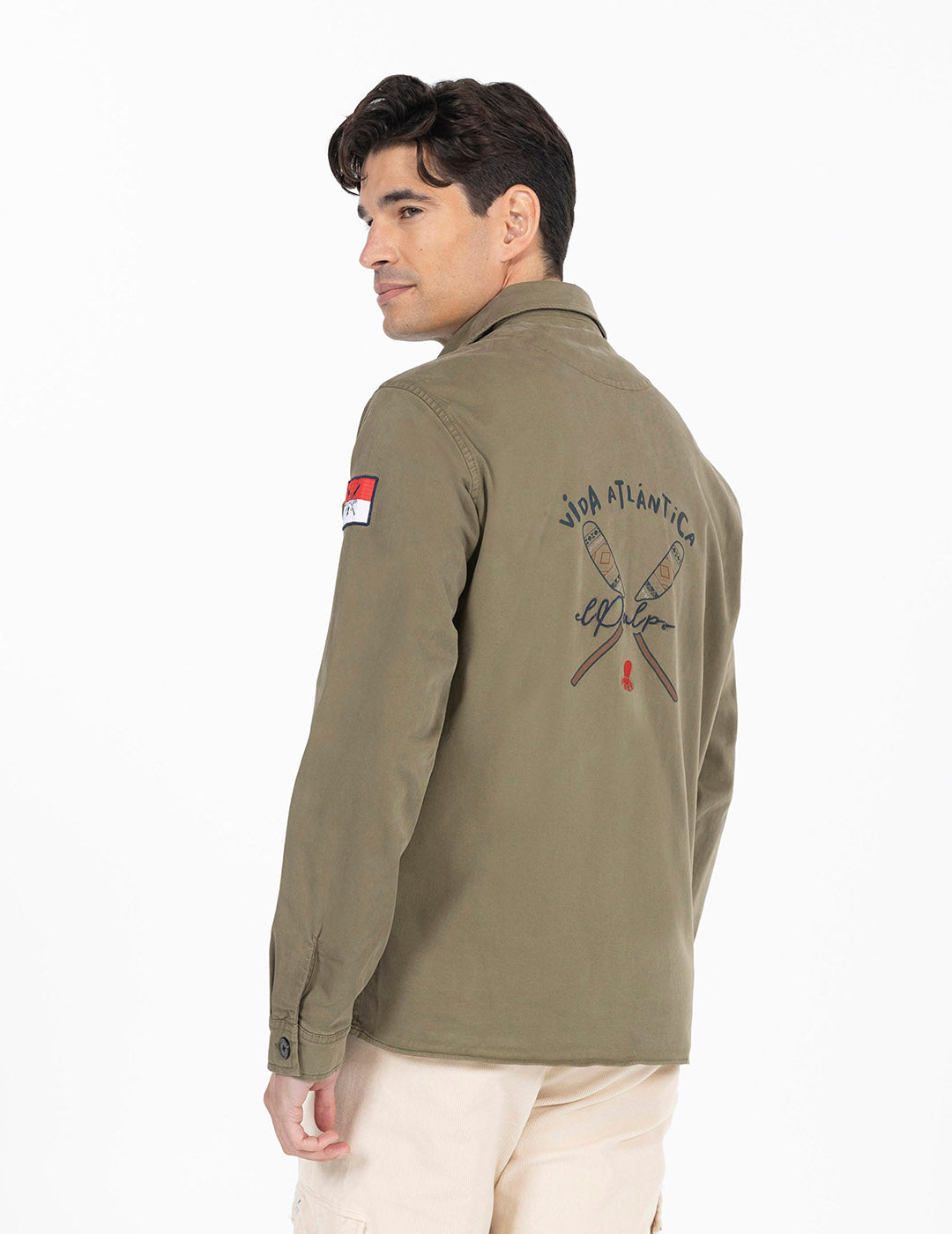 SOBRECAMISA ESTAMPADA VIDA ATLÁNTICA VERDE KHAKI