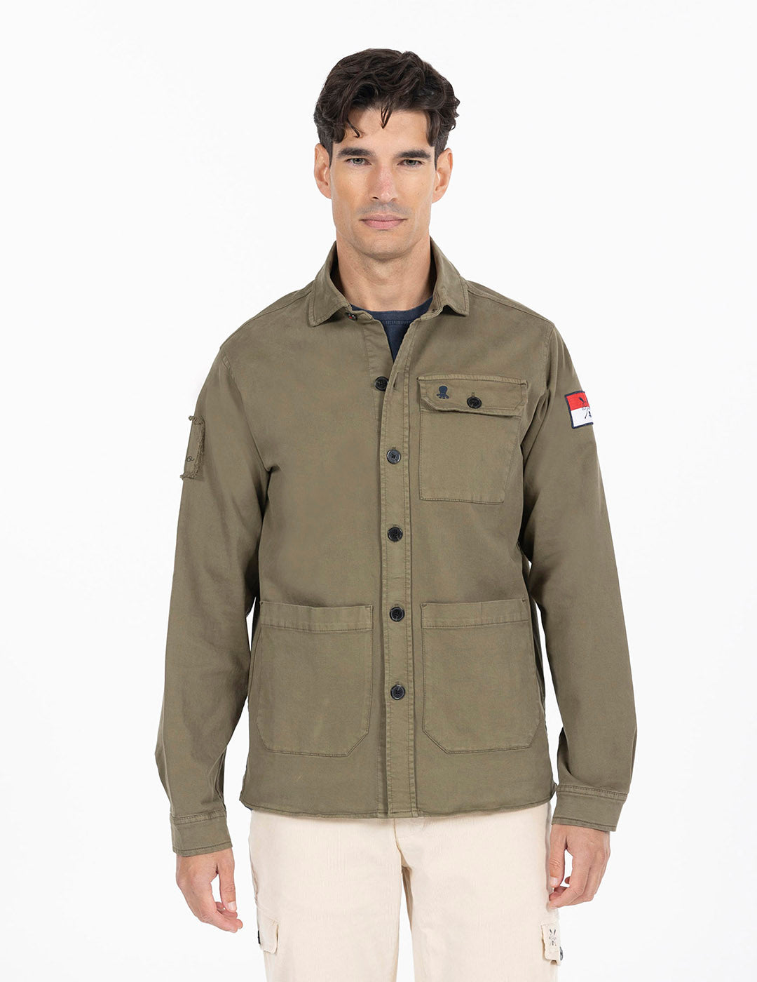 SOBRECAMISA ESTAMPADA VIDA ATLÁNTICA VERDE KHAKI