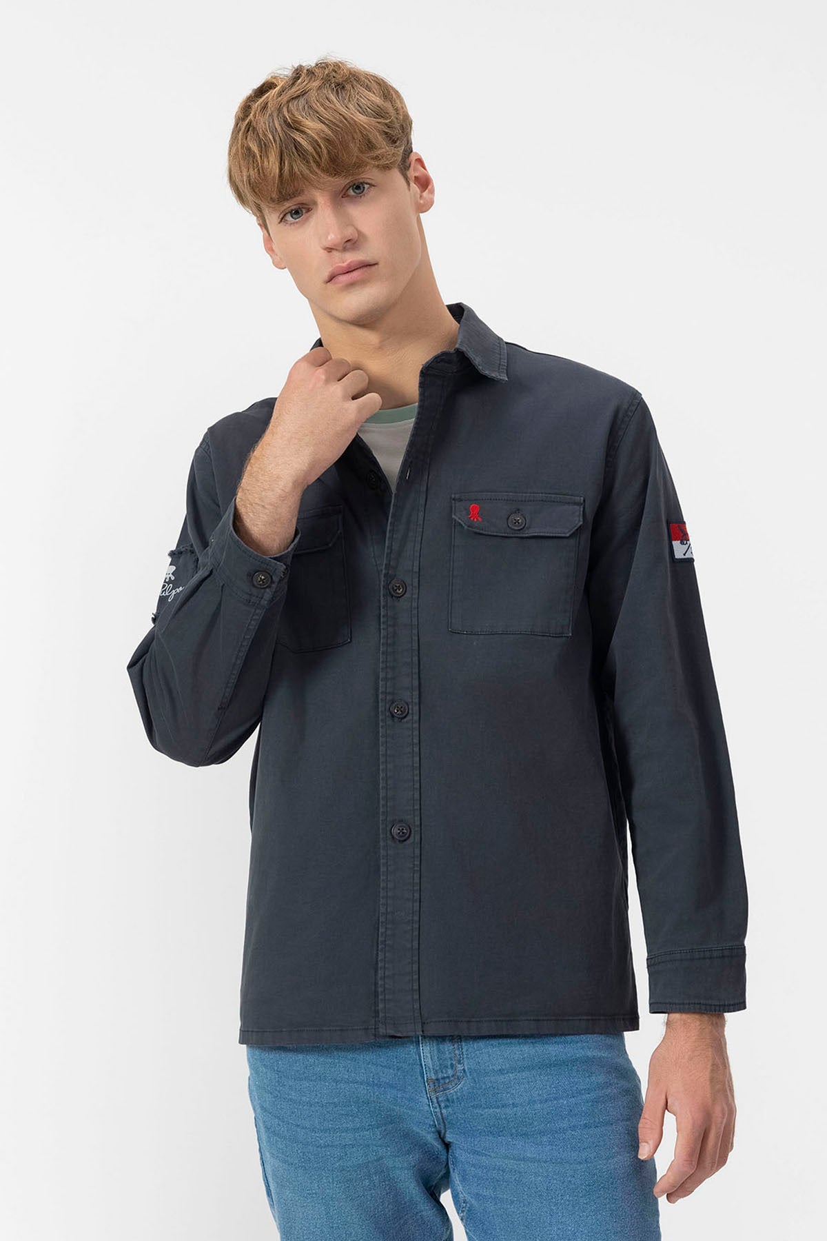 NAVY BLUE HERITAGE TWO POCKET OVERSHIRT