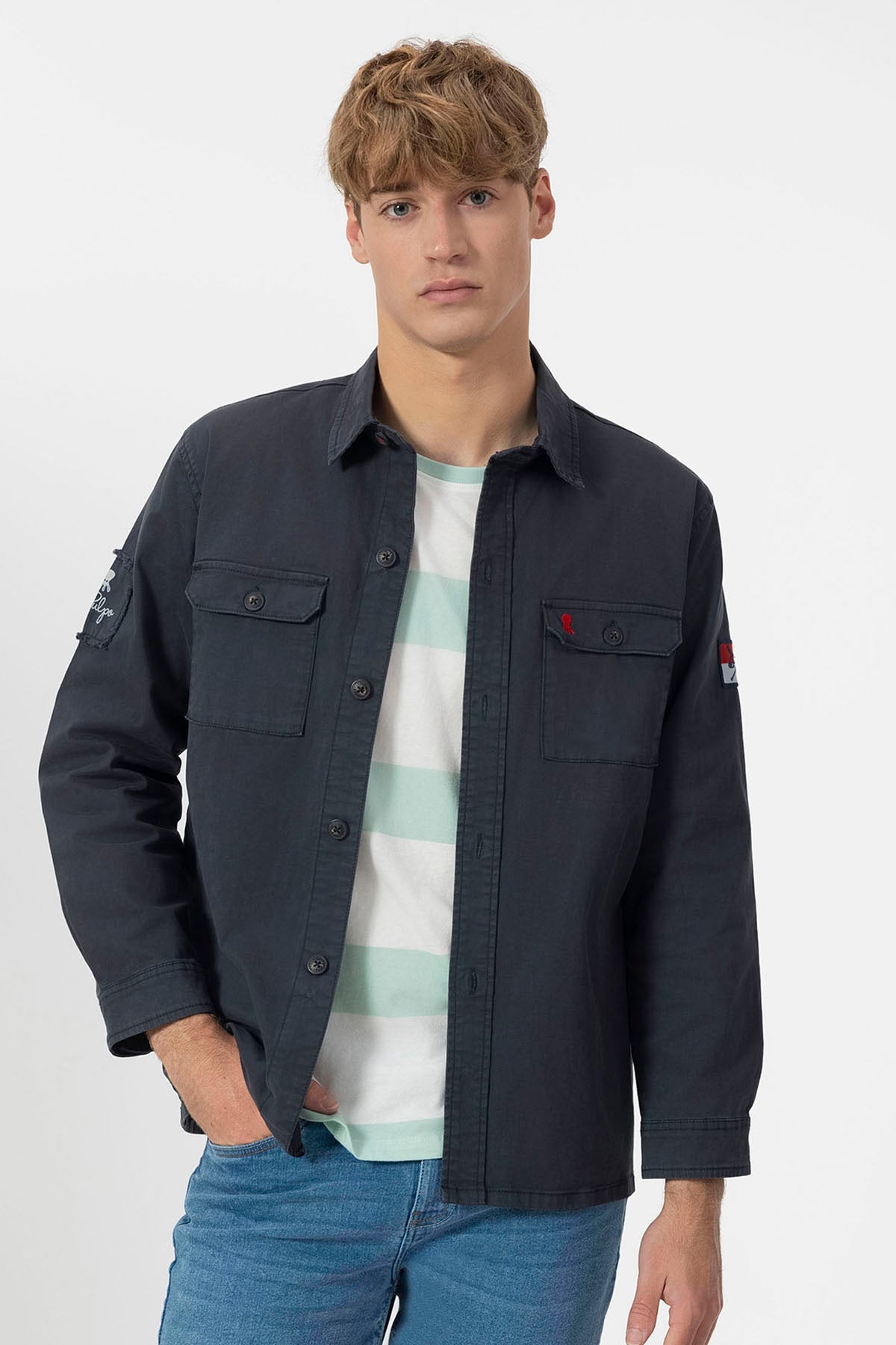 NAVY BLUE HERITAGE TWO POCKET OVERSHIRT