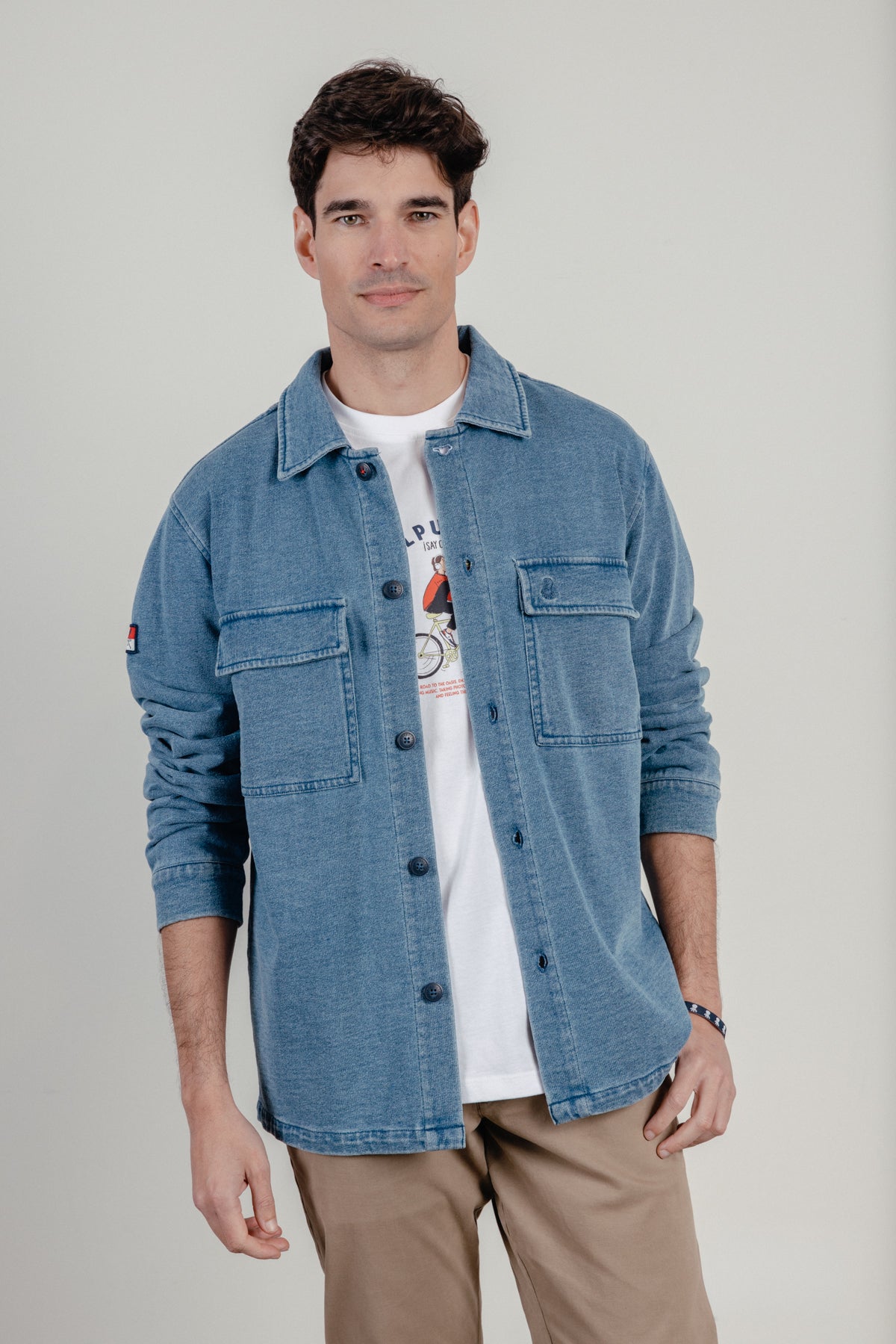 Sobrecamisa denim jersey dos bolsillos índigo