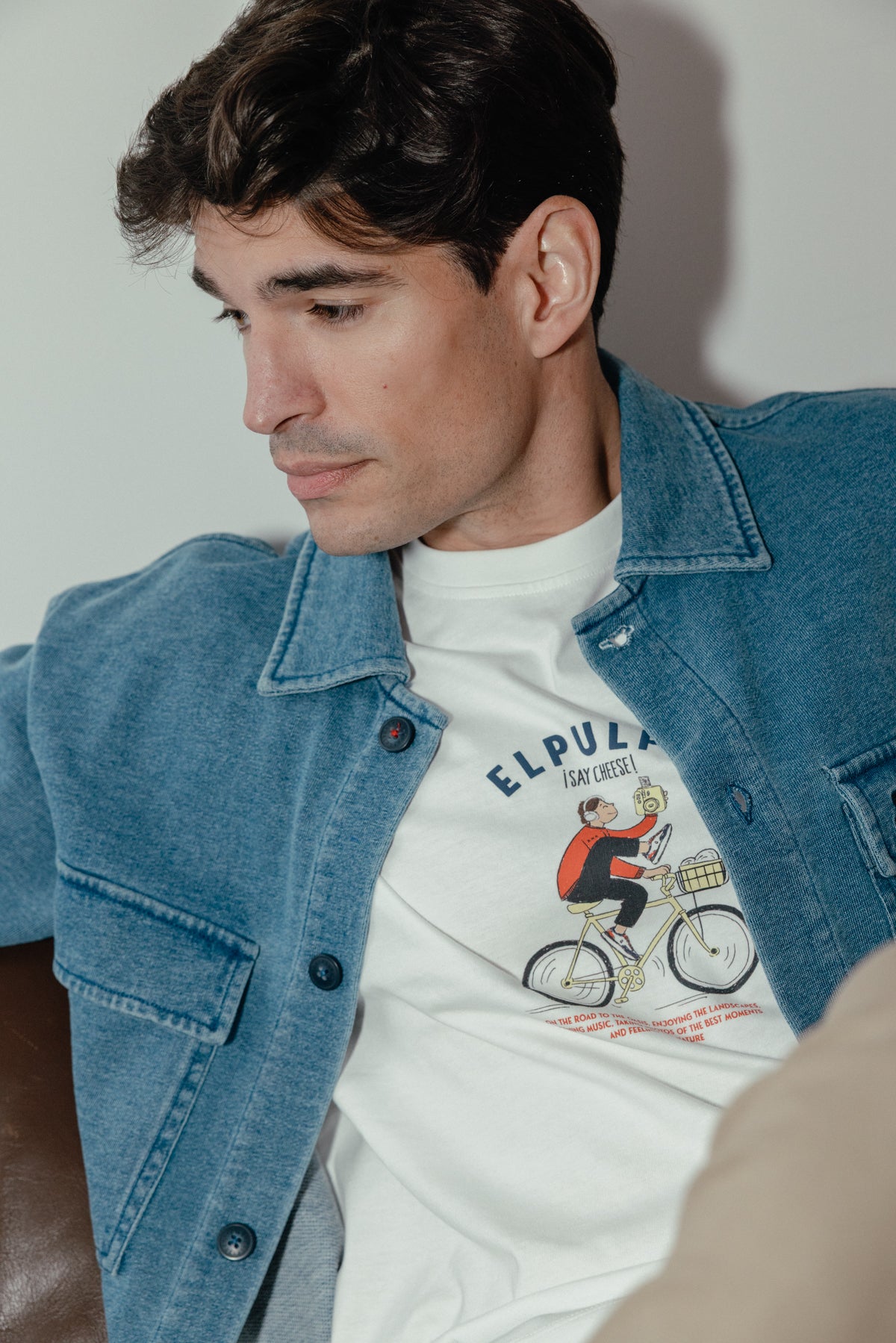 Sobrecamisa denim jersey dos bolsillos índigo