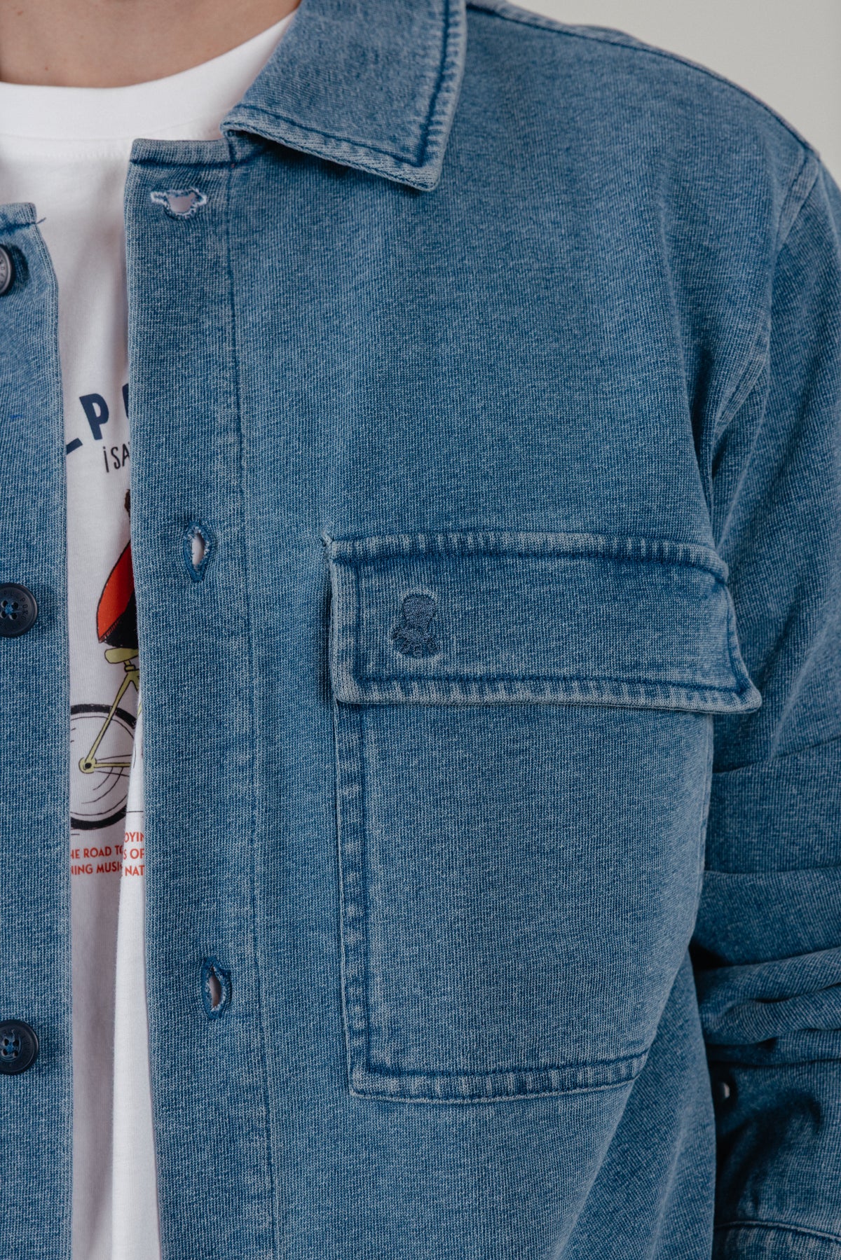 Sobrecamisa denim jersey dos bolsillos índigo